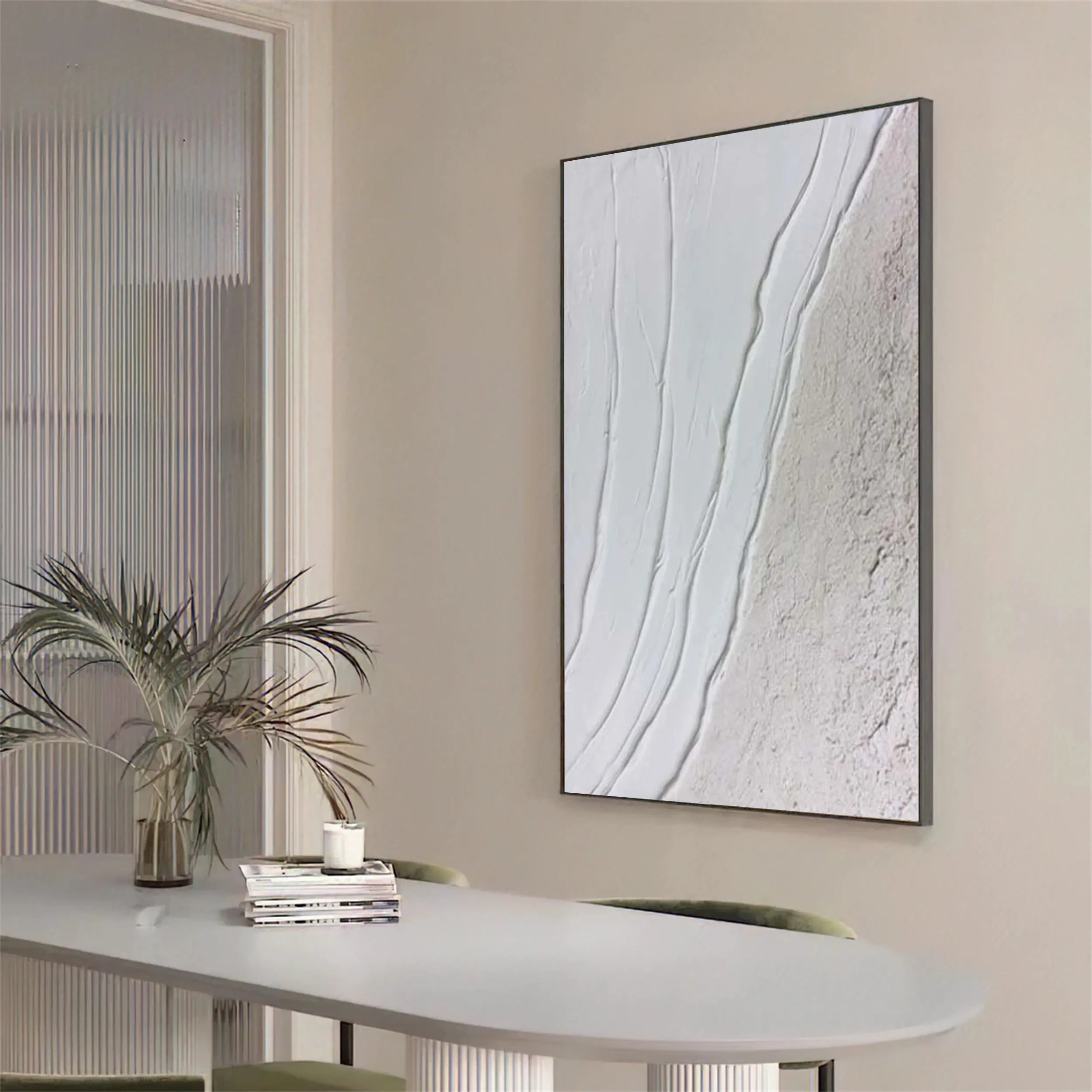 White Minimalist Textured Painting Canvas #MM170