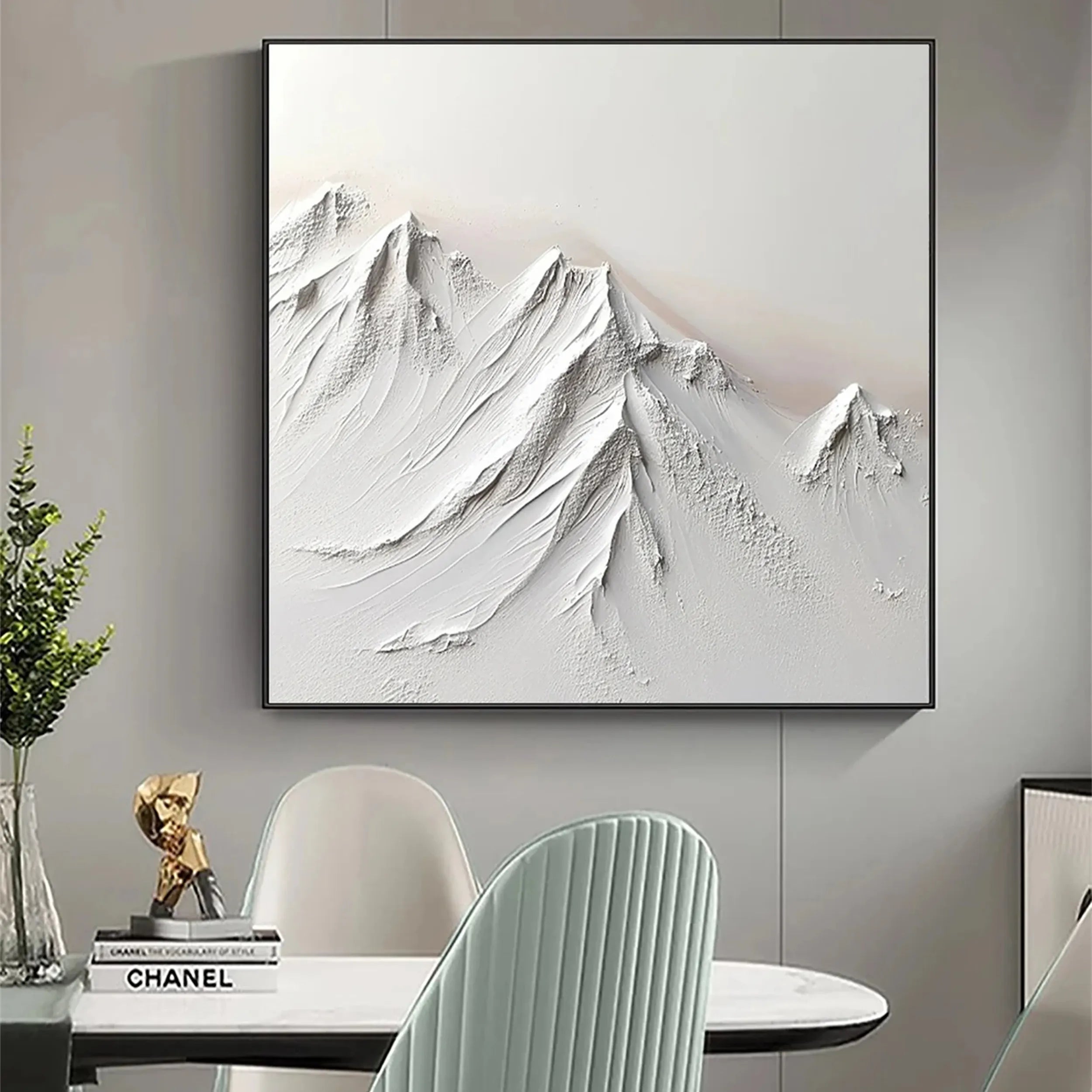 White Minimalist Textured Painting Canvas #MM237