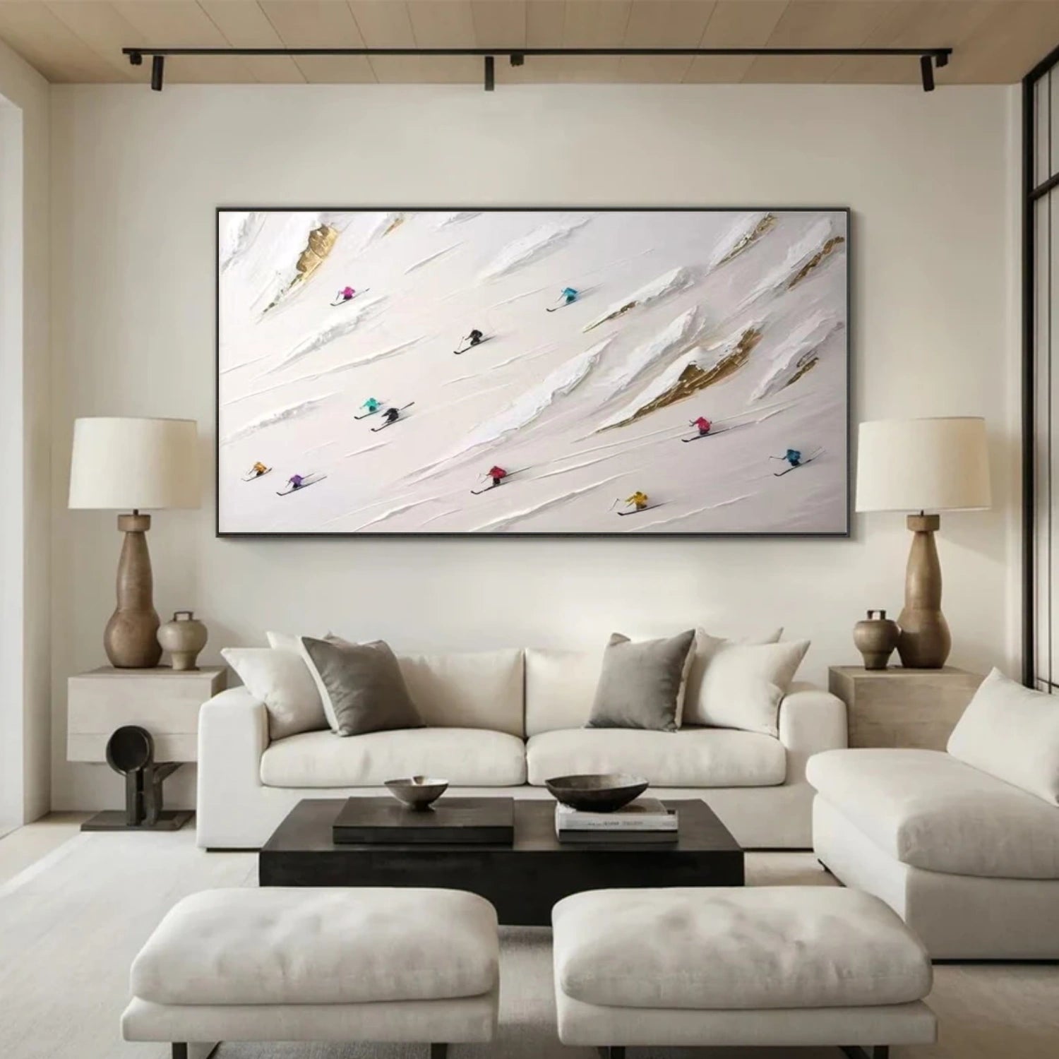 Skiing Sport Art Textured Painting Canvas # SA034