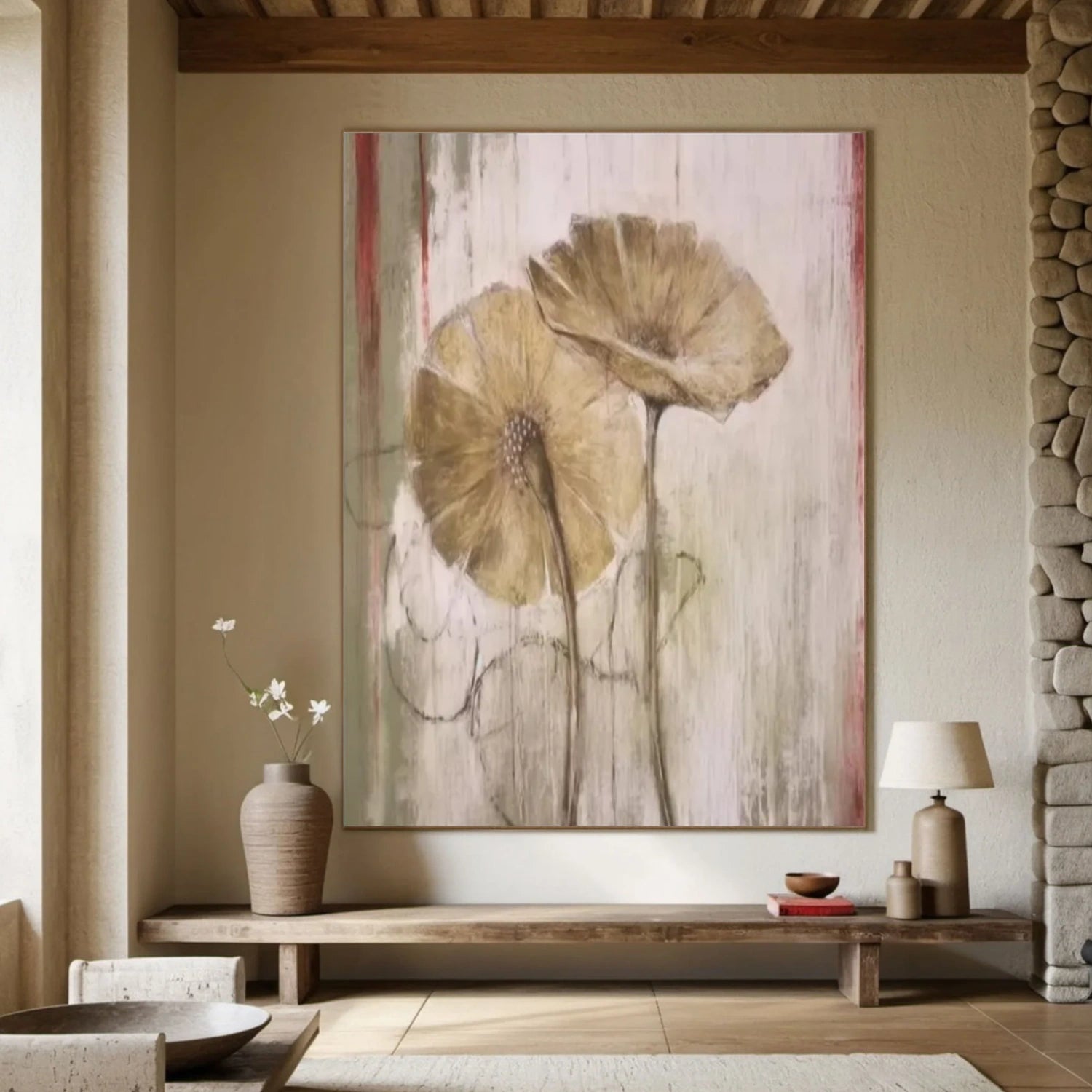 Flower & Tree Abstract Texture Canvas Art #FT 249
