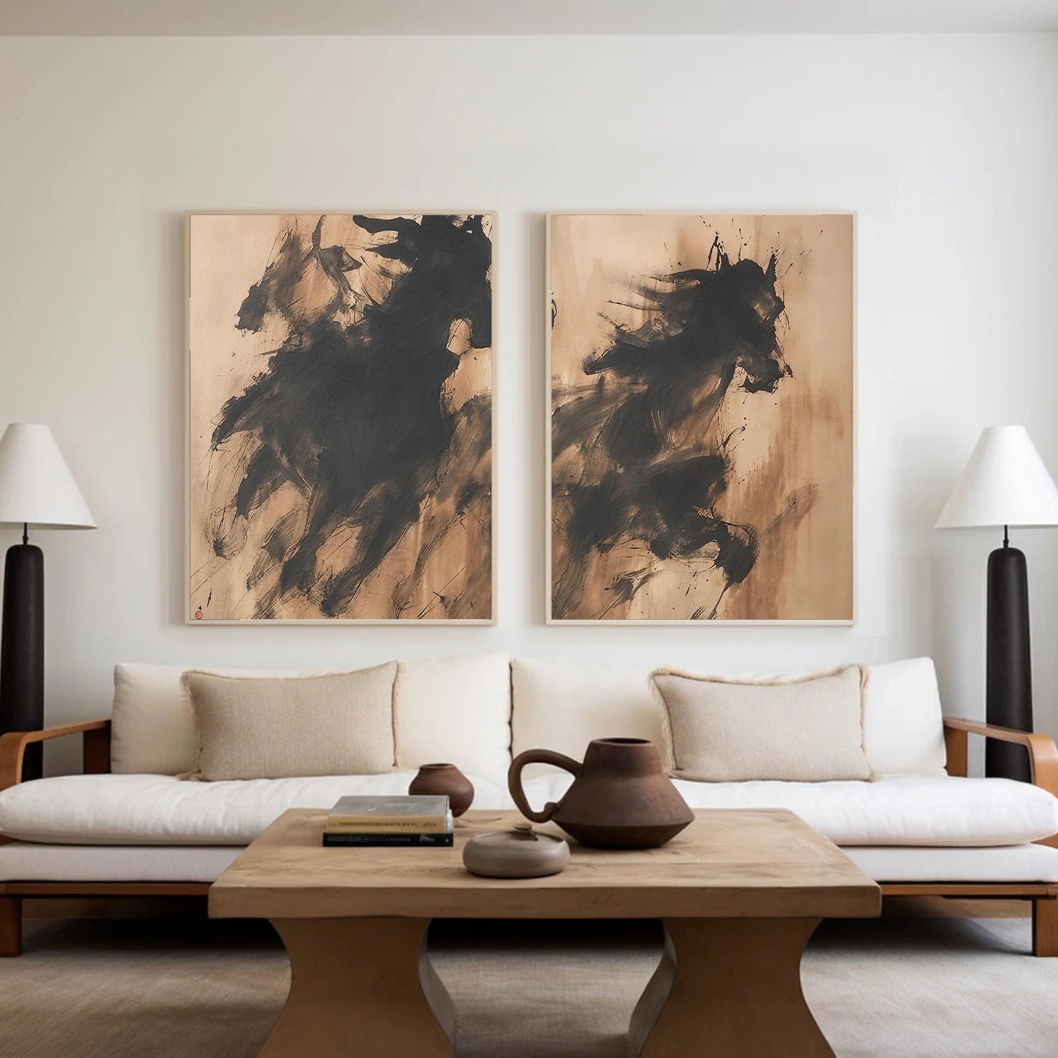 Abstract Animal Horse Canvas Art Set of 2 #AP206