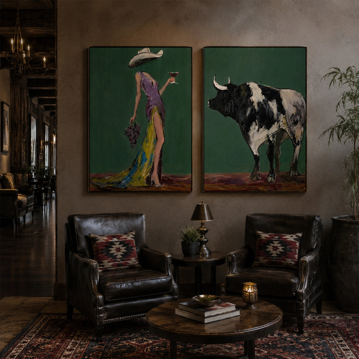 Western Figurative Art Set of 2 #VE157