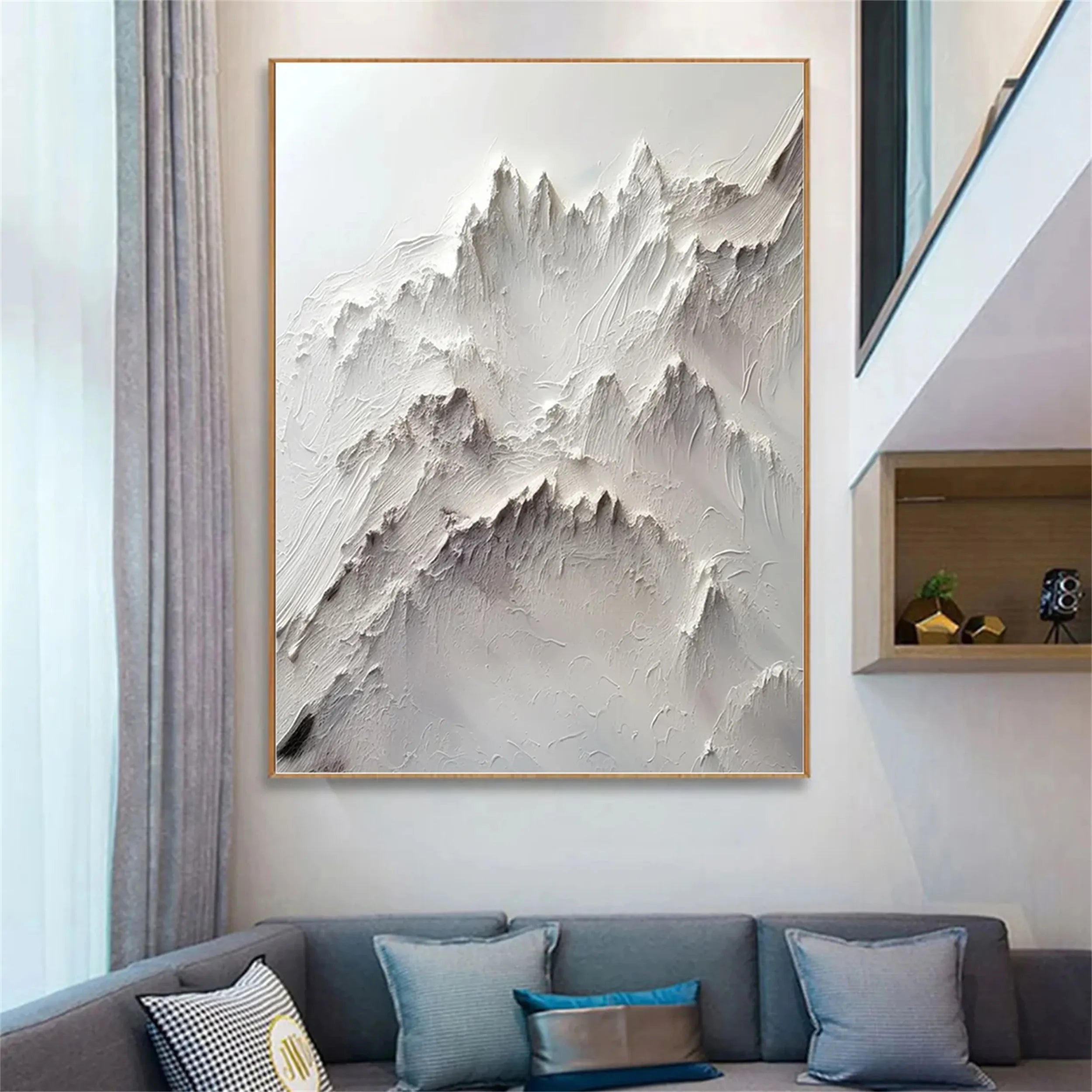 White Minimalist Textured Painting Canvas MM238