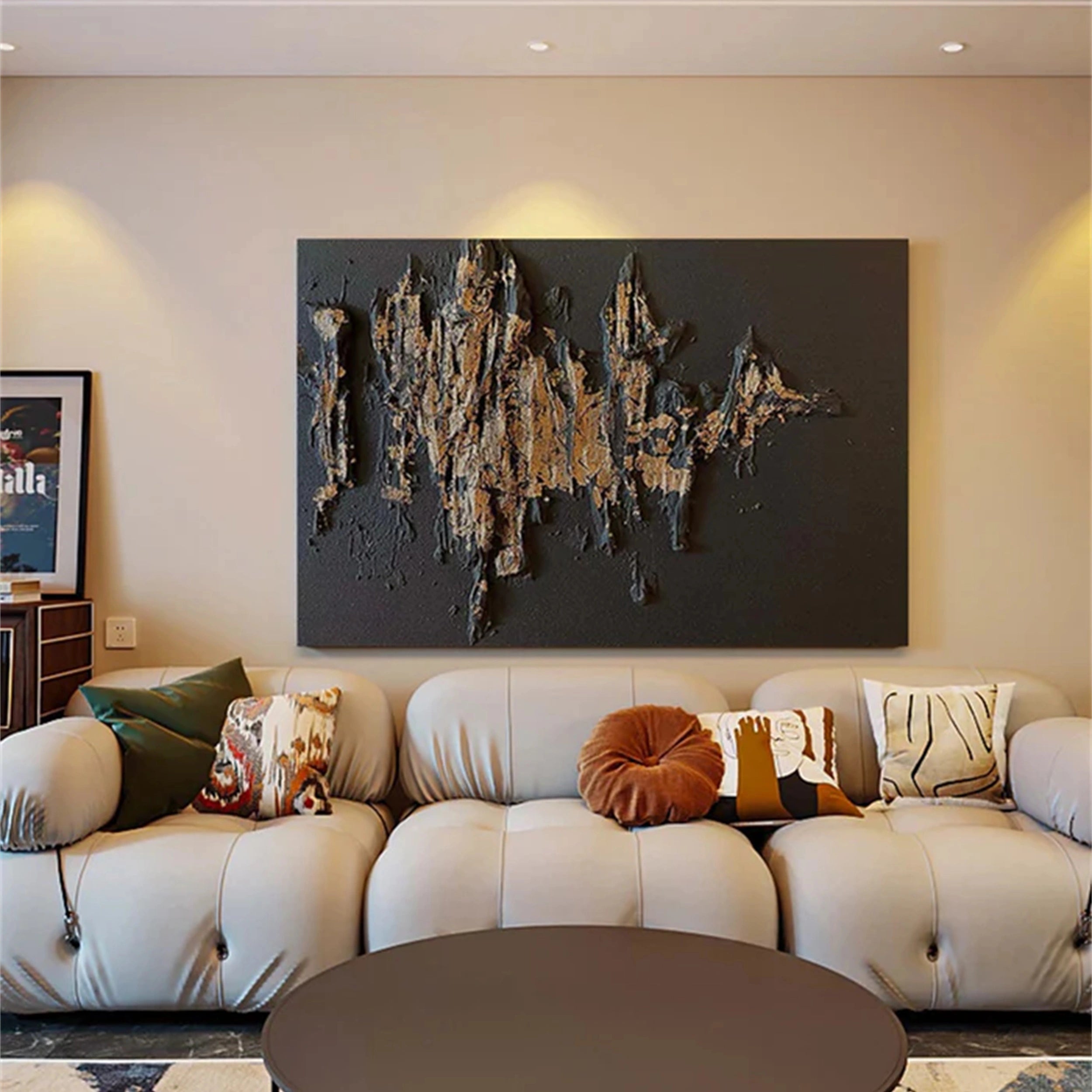 Black Gold Minimalist Textured Painting #MZ053