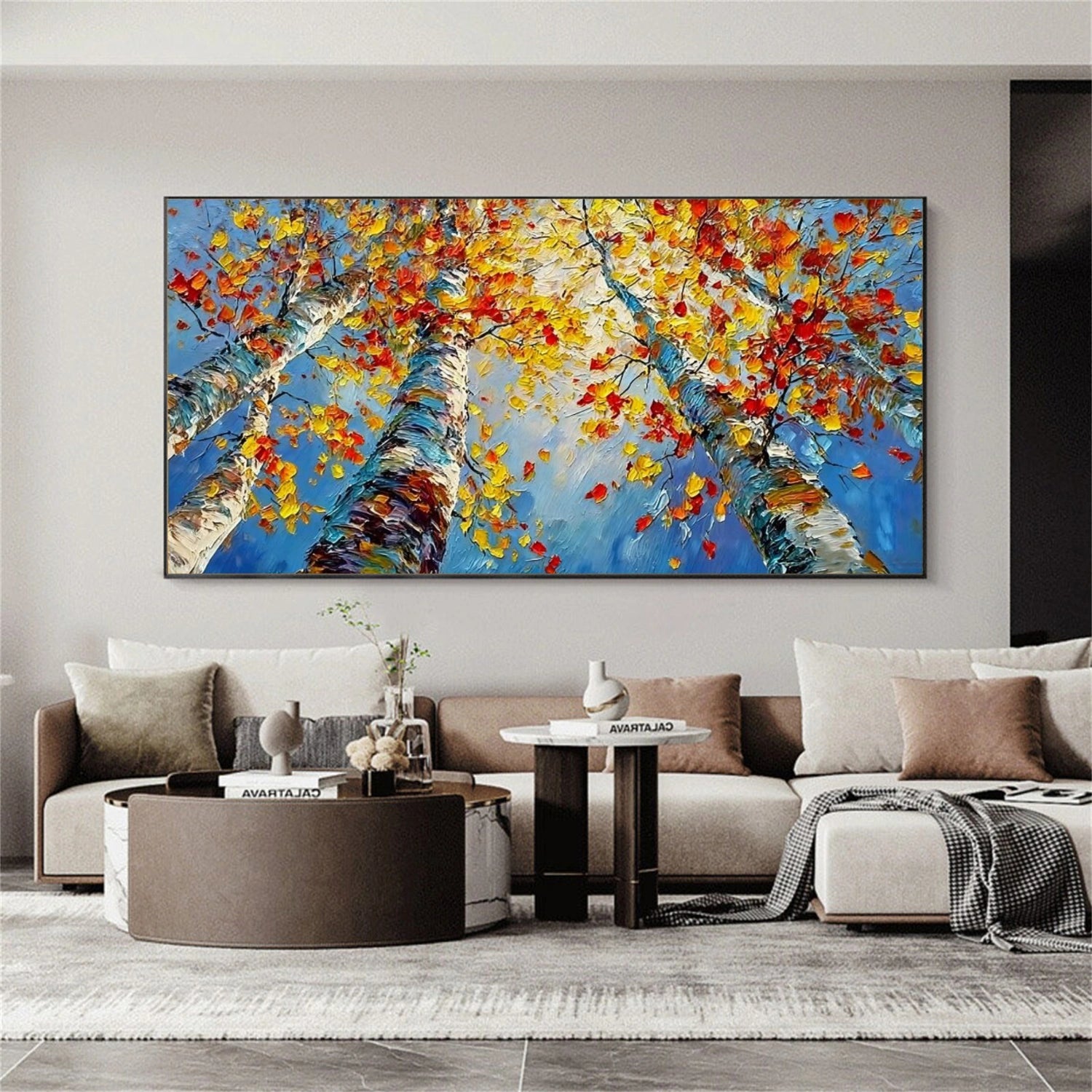 Colorful Flower & Tree Abstract Texture Canvas Art #FT 285