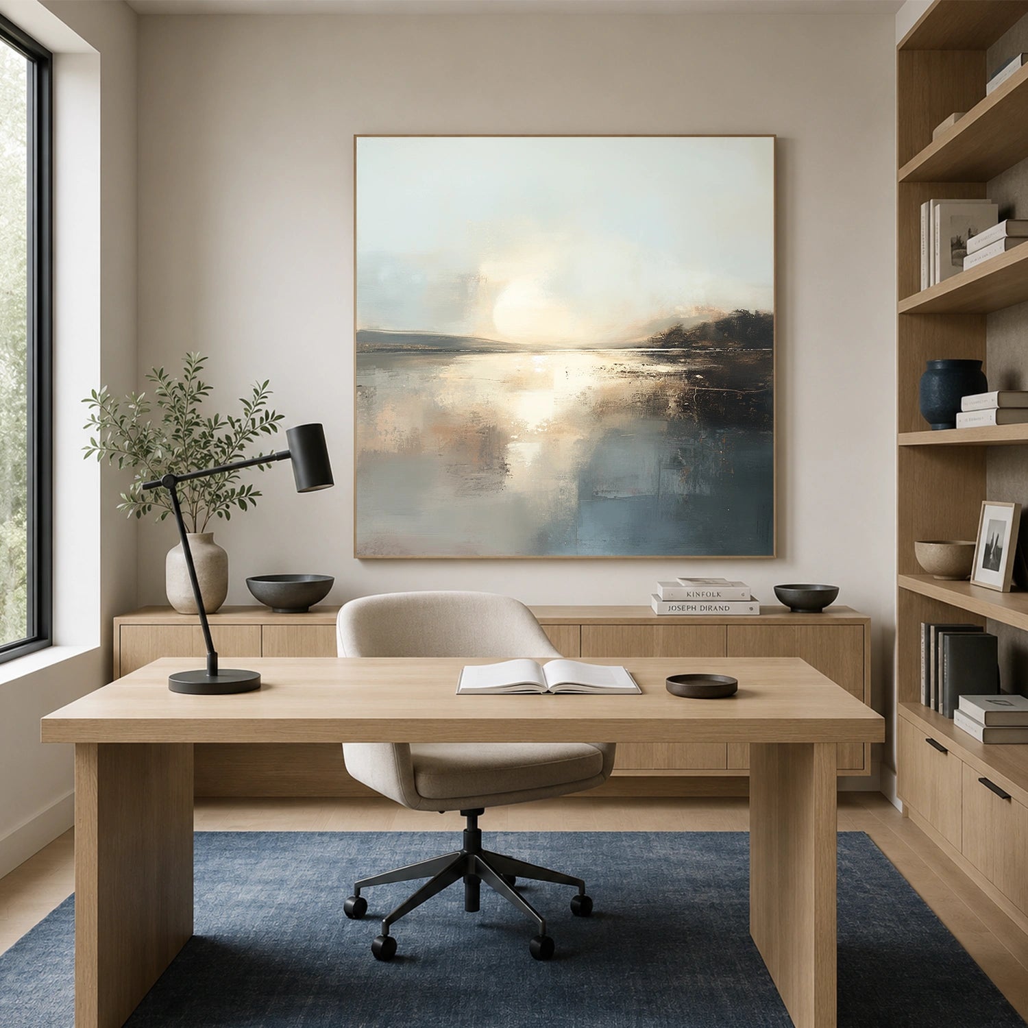 Ocean And Sky Abstract Canvas Art #OS434