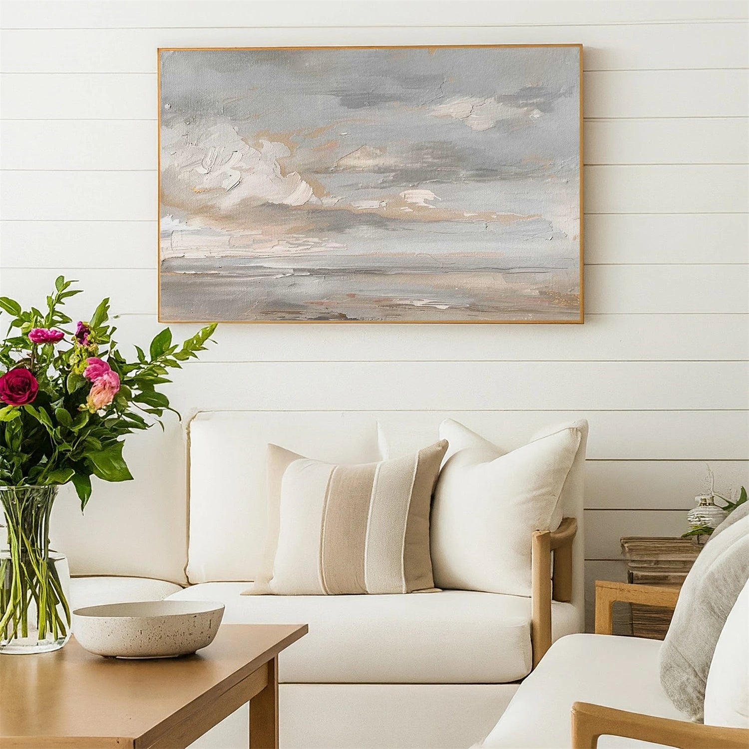 Ocean And Sky Abstract Texture Canvas Art #OS397