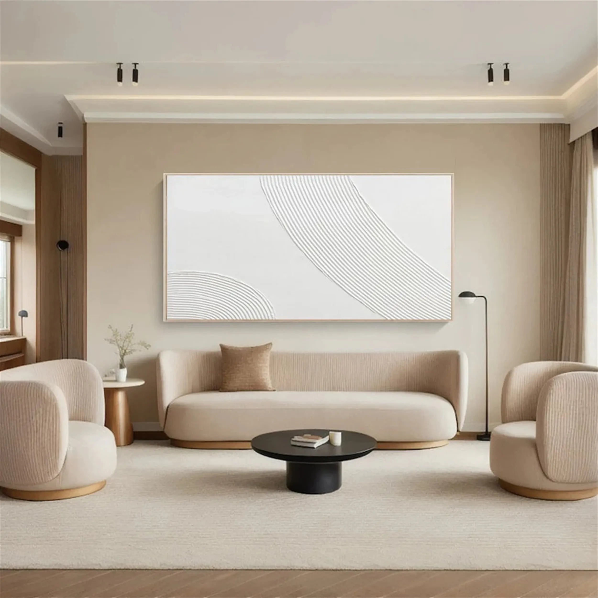 White Minimalist Textured Painting Canvas #MM204