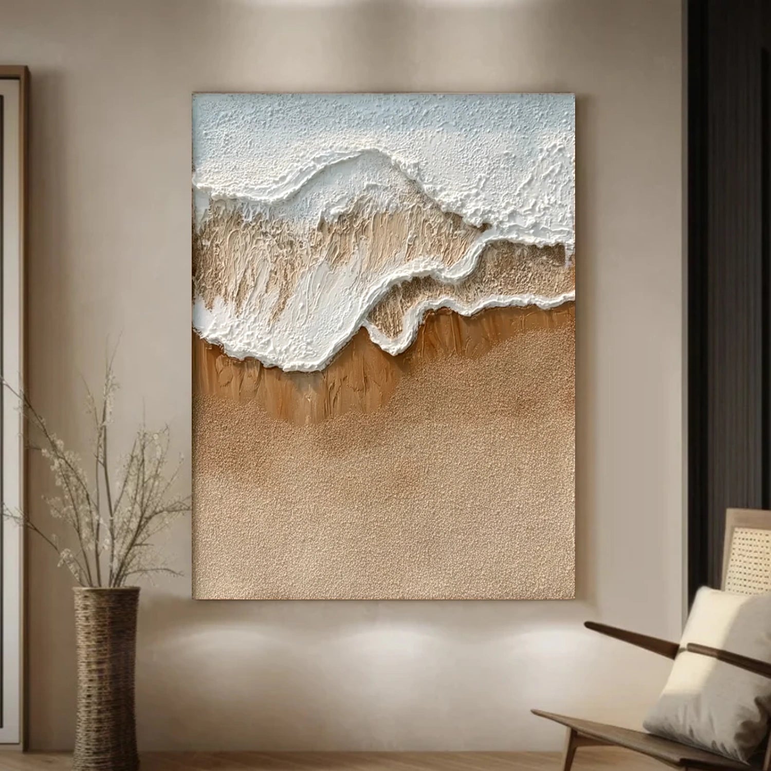 Ocean And Sky Abstract Textured Canvas Art #OS351