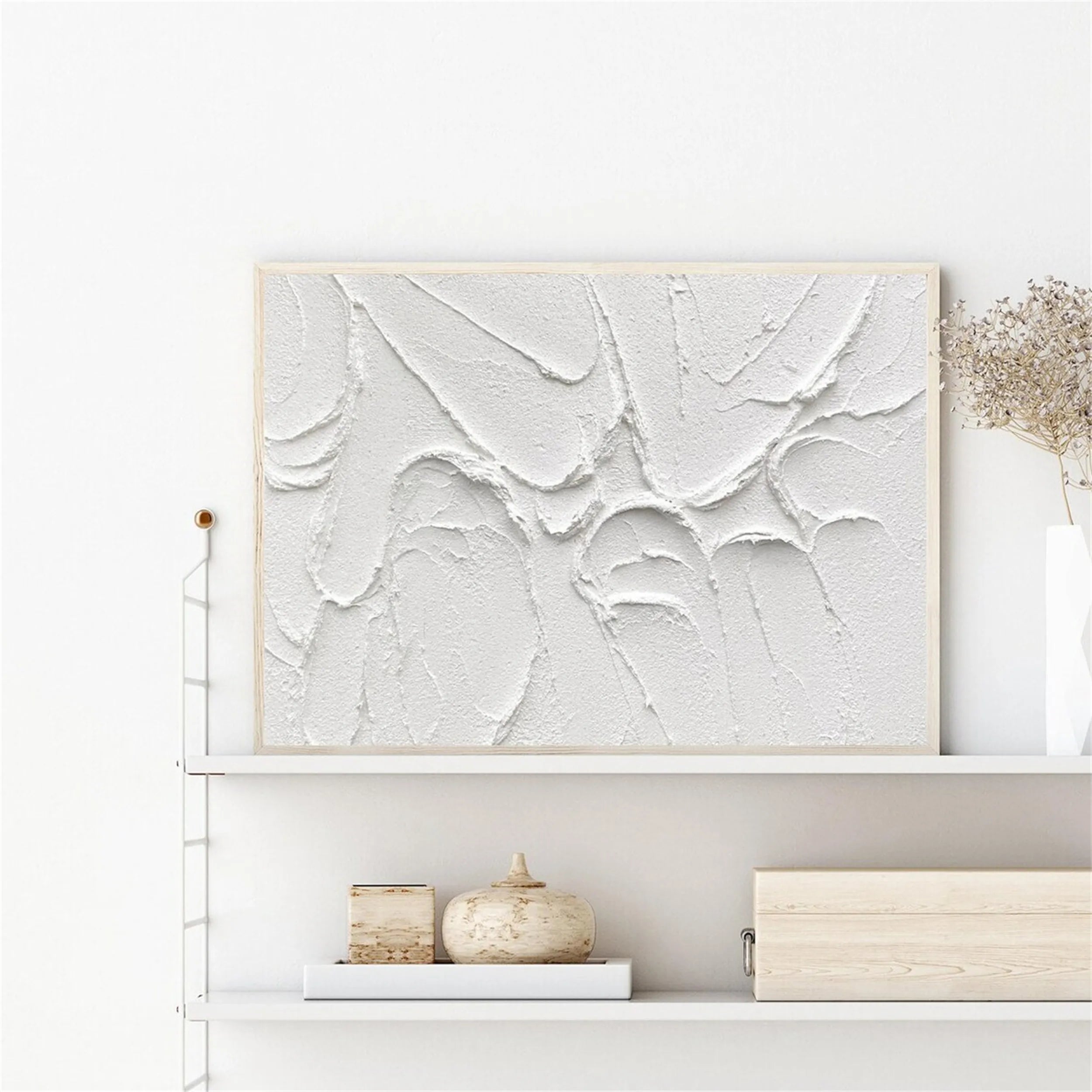 White Minimalist Textured Painting Canvas #MM196