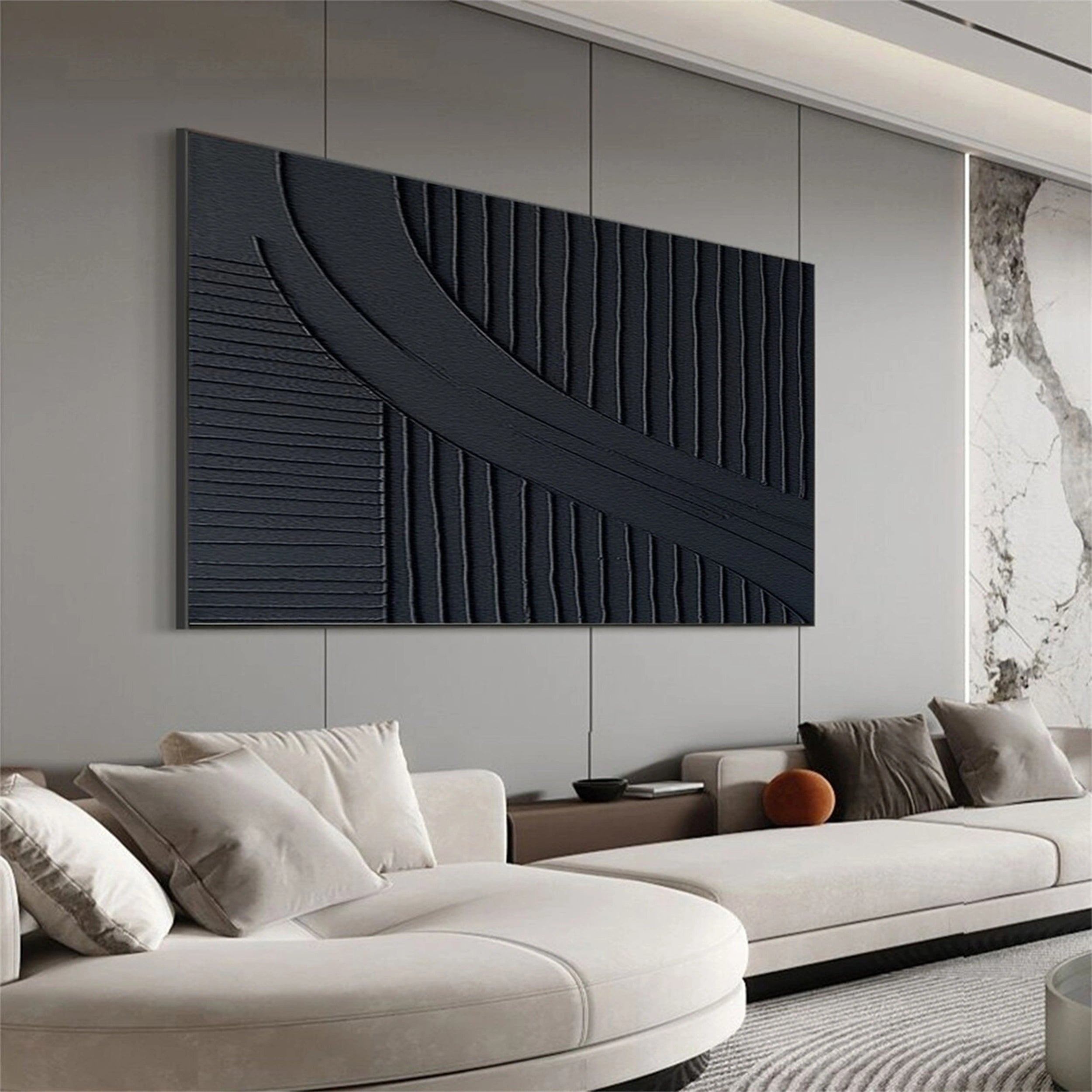 Black Plaster Art Minimalist Textured Painting #MZ063