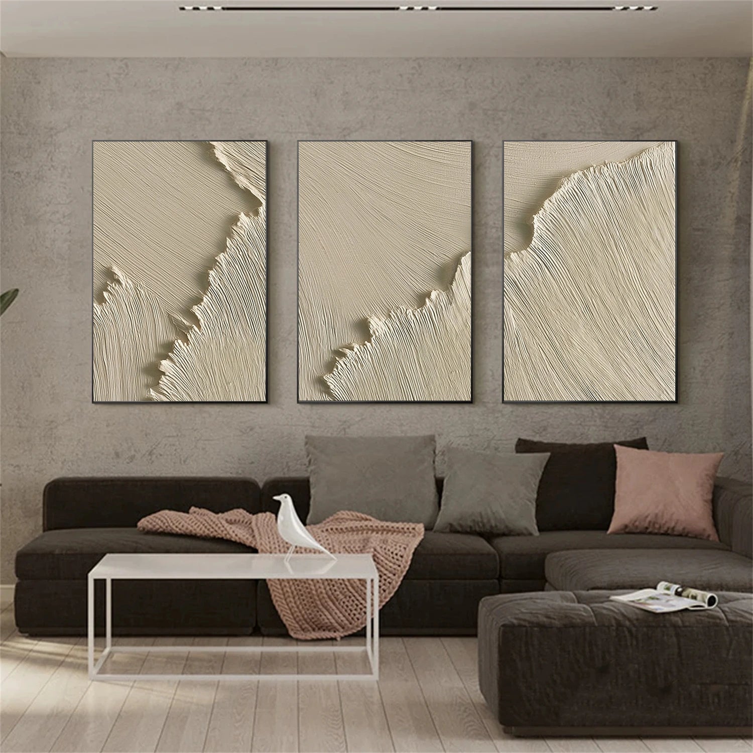 Ocean And Sky Abstract Texture Canvas Art Set of 3 #OS377