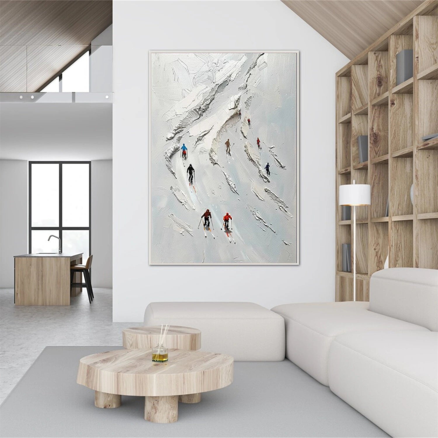 Skiing Sport Art Textured Painting Canvas # SA050