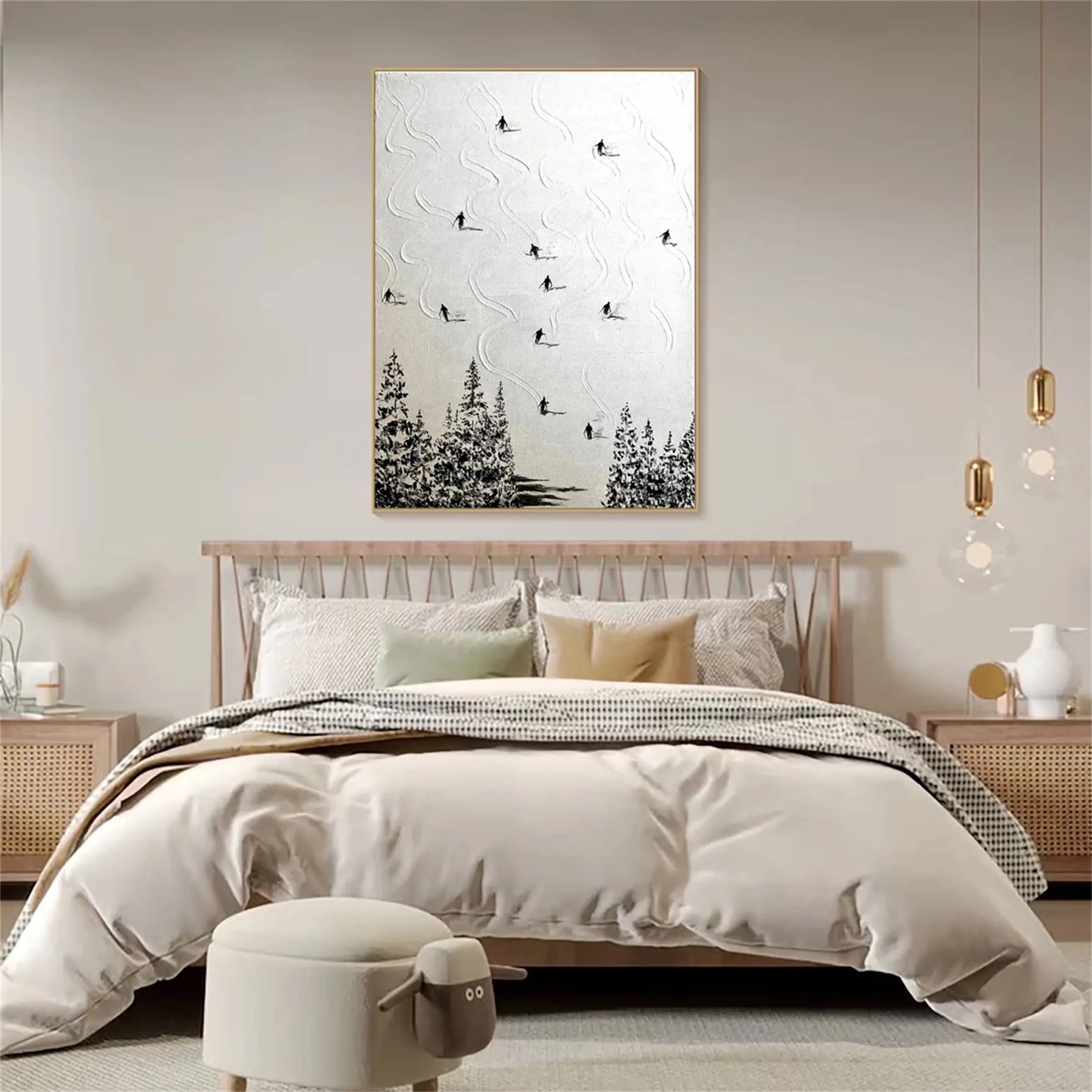 Skiing Sport Art Textured Painting Canvas #MM217