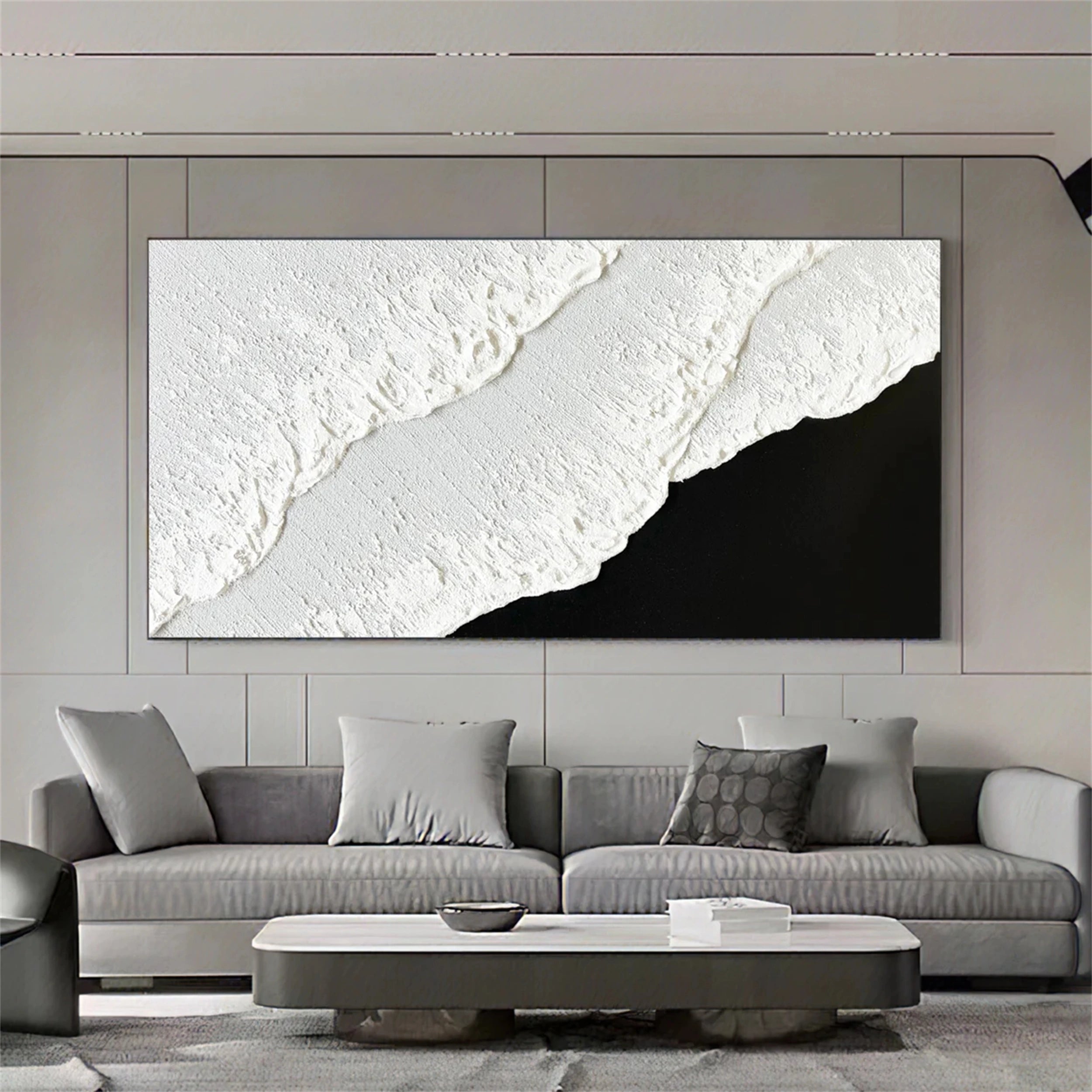 Black White Textured Minimalist Wall Art #MZ054