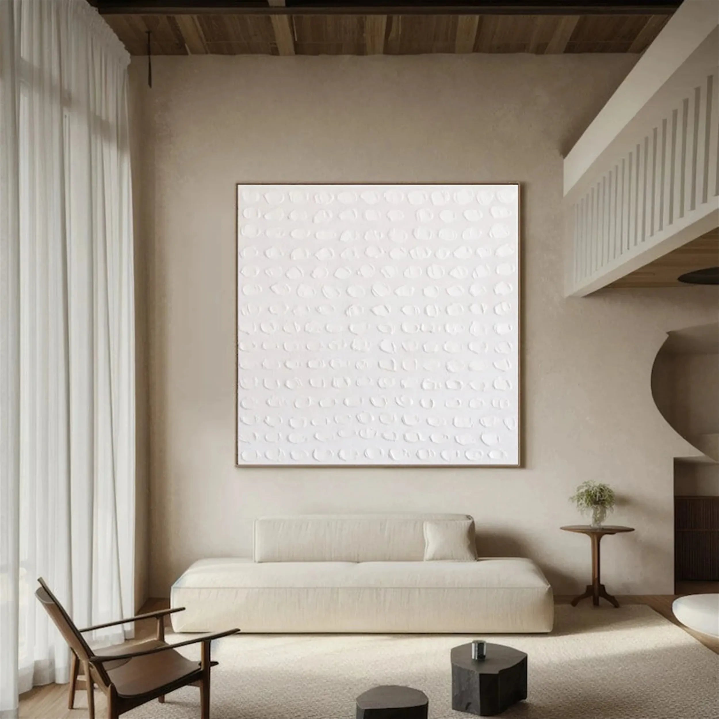 White Minimalist Textured Painting Canvas #MM200