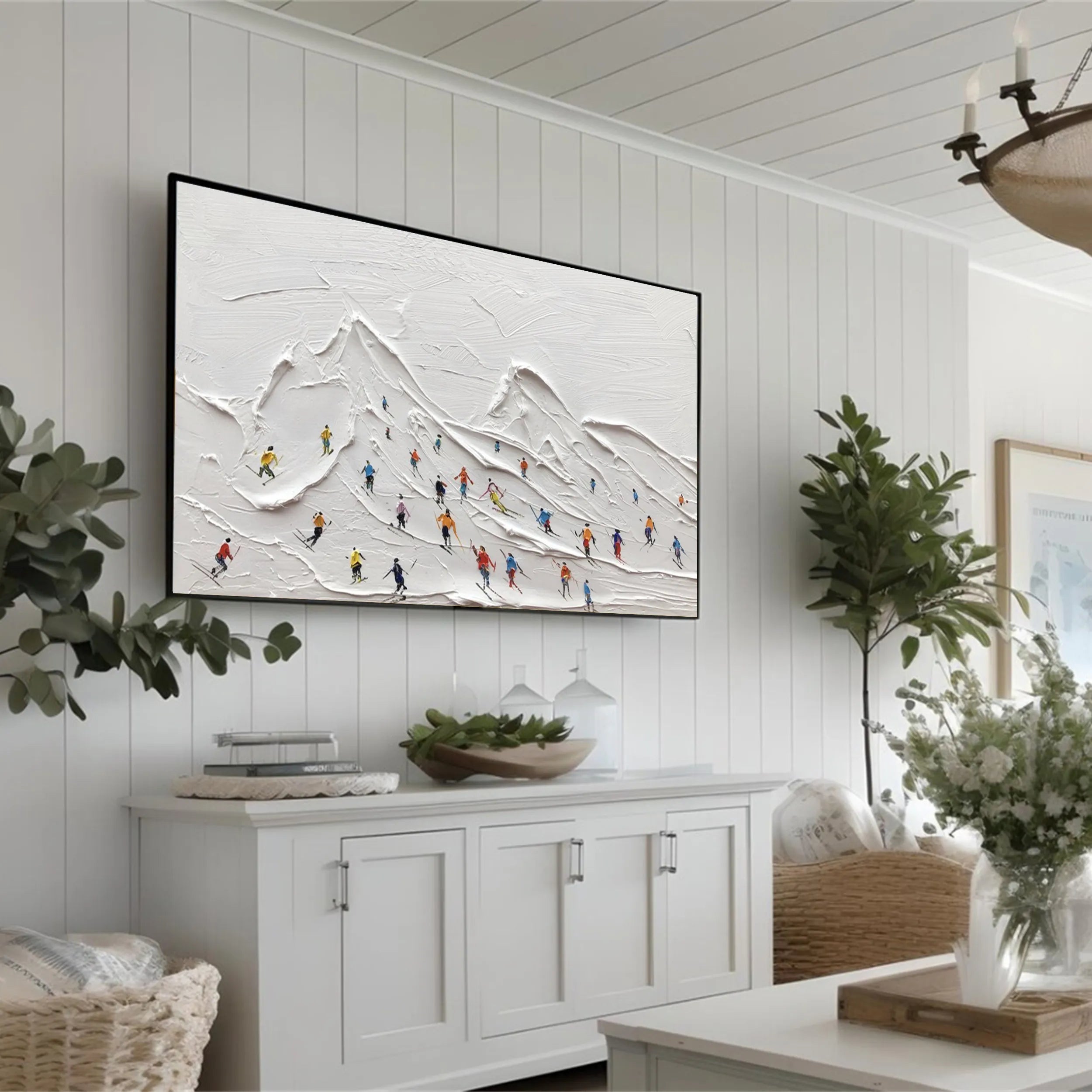 Skiing Sport Art Textured Painting Canvas #MM227
