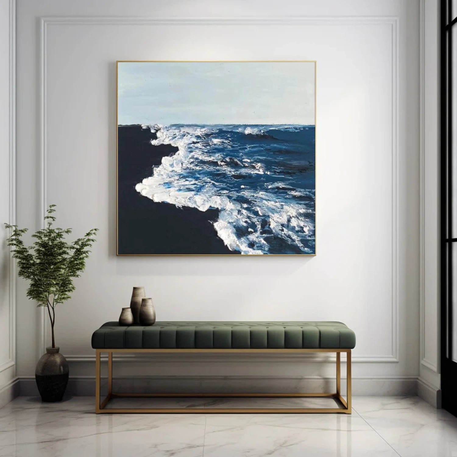Ocean And Sky Abstract Textured Canvas Art #OS 311