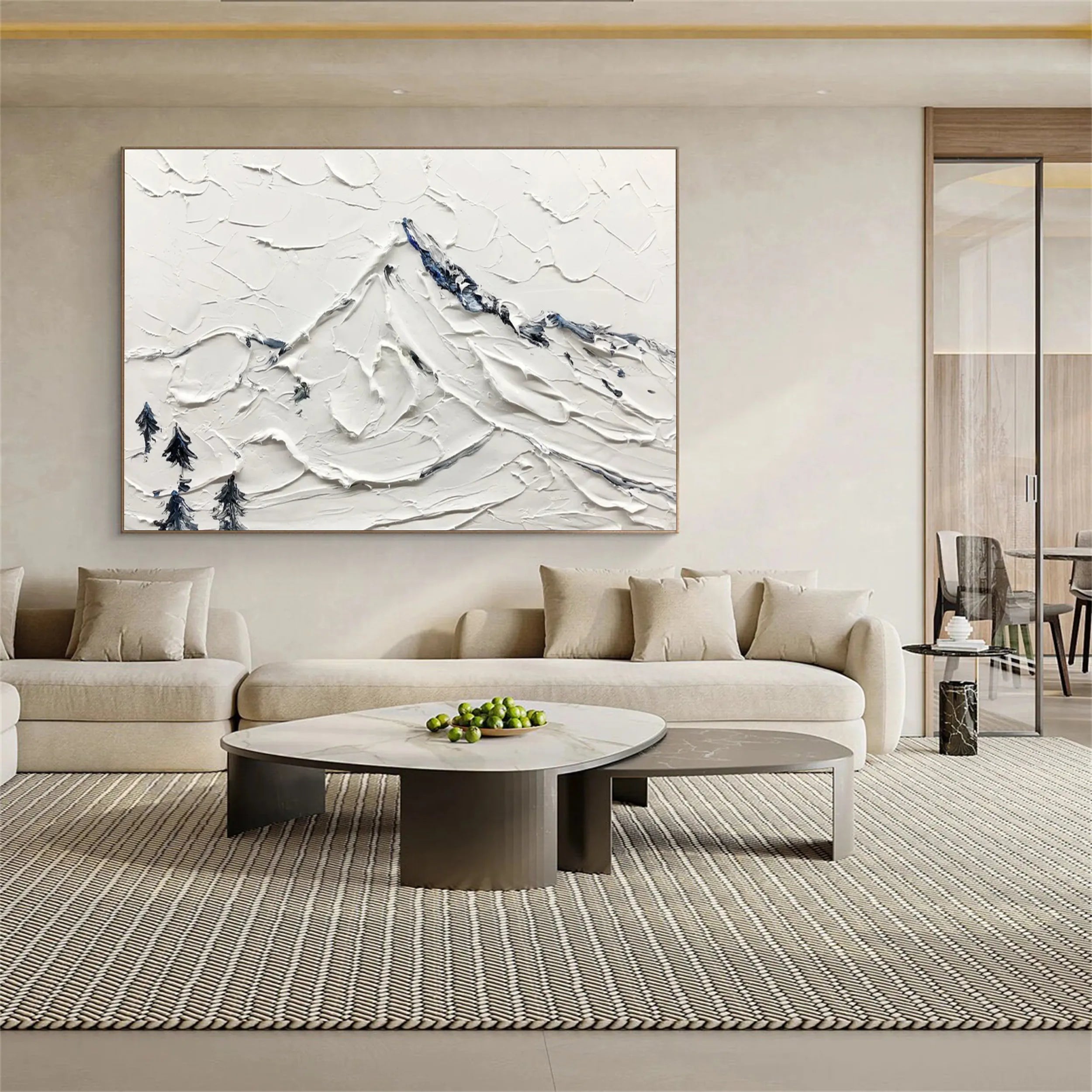 White Minimalist Textured Painting Canvas #MM236