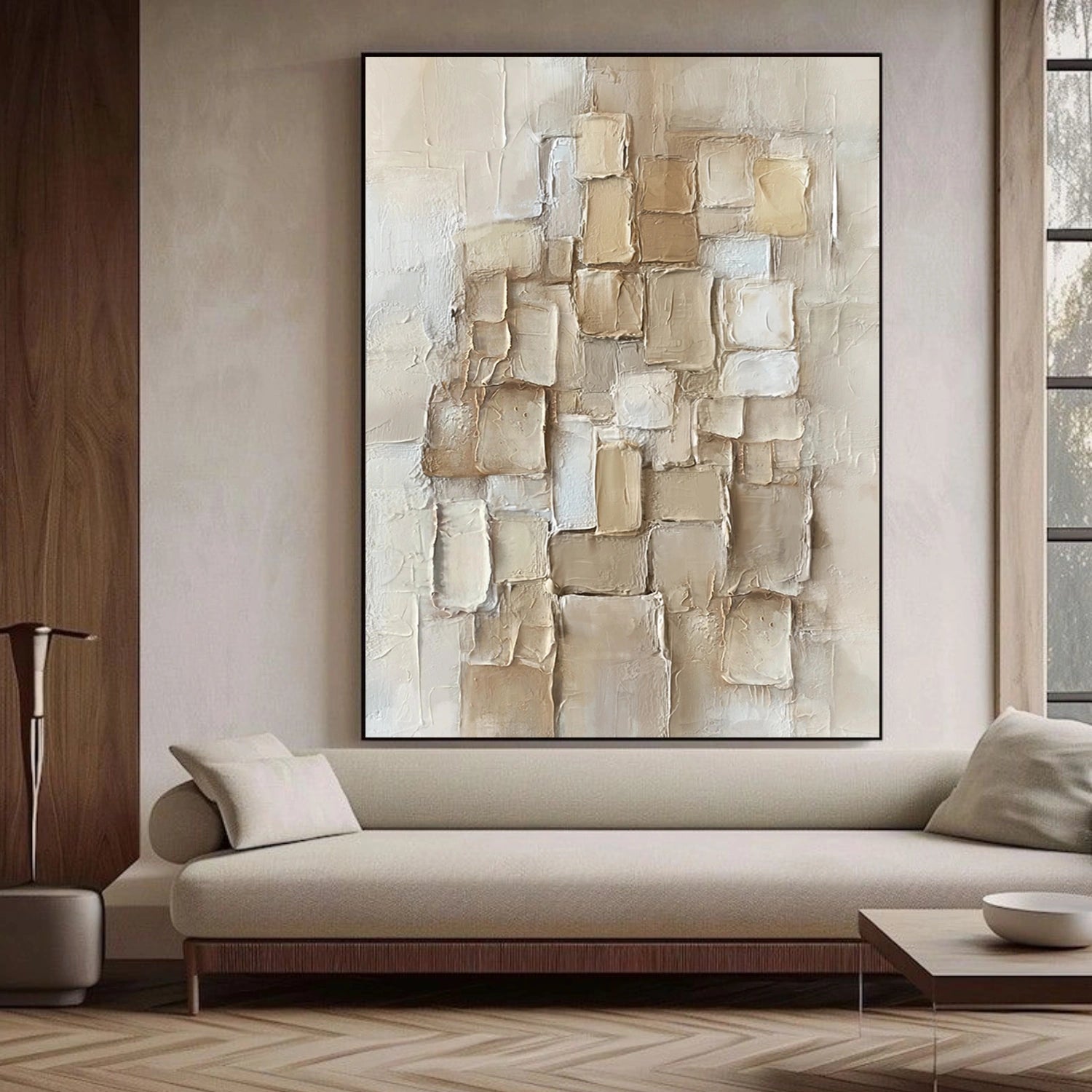 Beige Abstract Textured Wall Art #AB 573