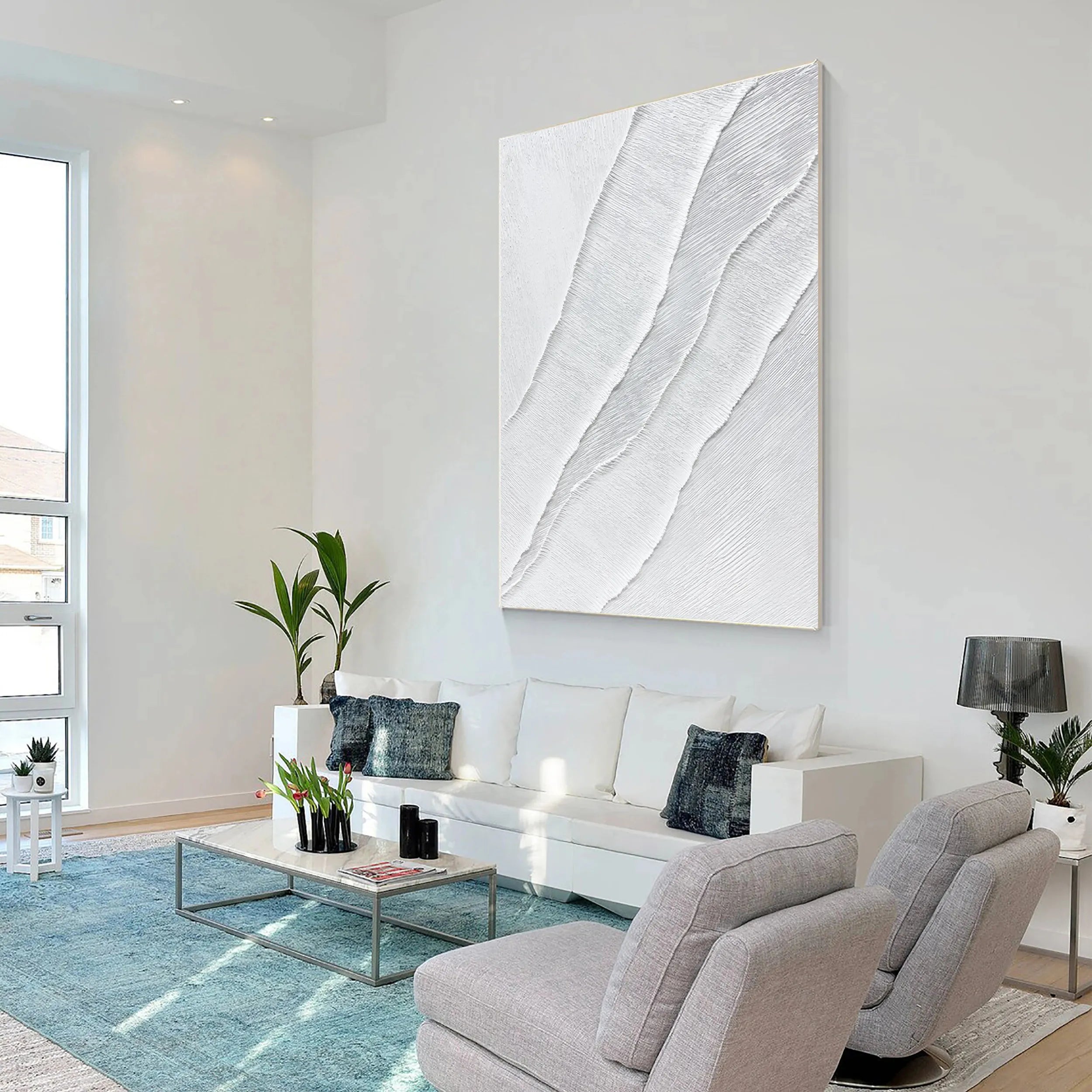 White Minimalist Textured Painting Canvas #MM184