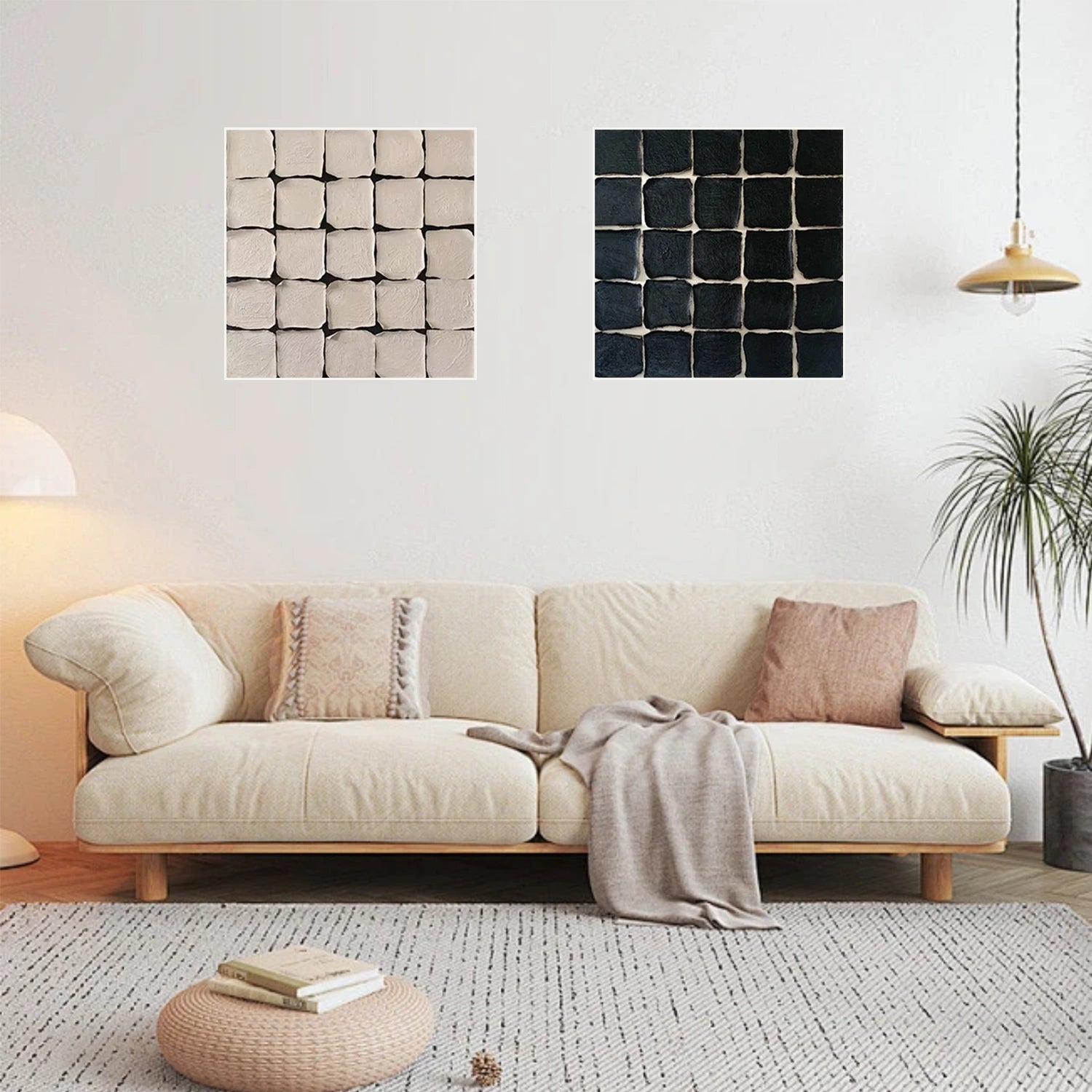 Beige & Black Wabi Sabi Square Set of 2 Wall Art #WS316