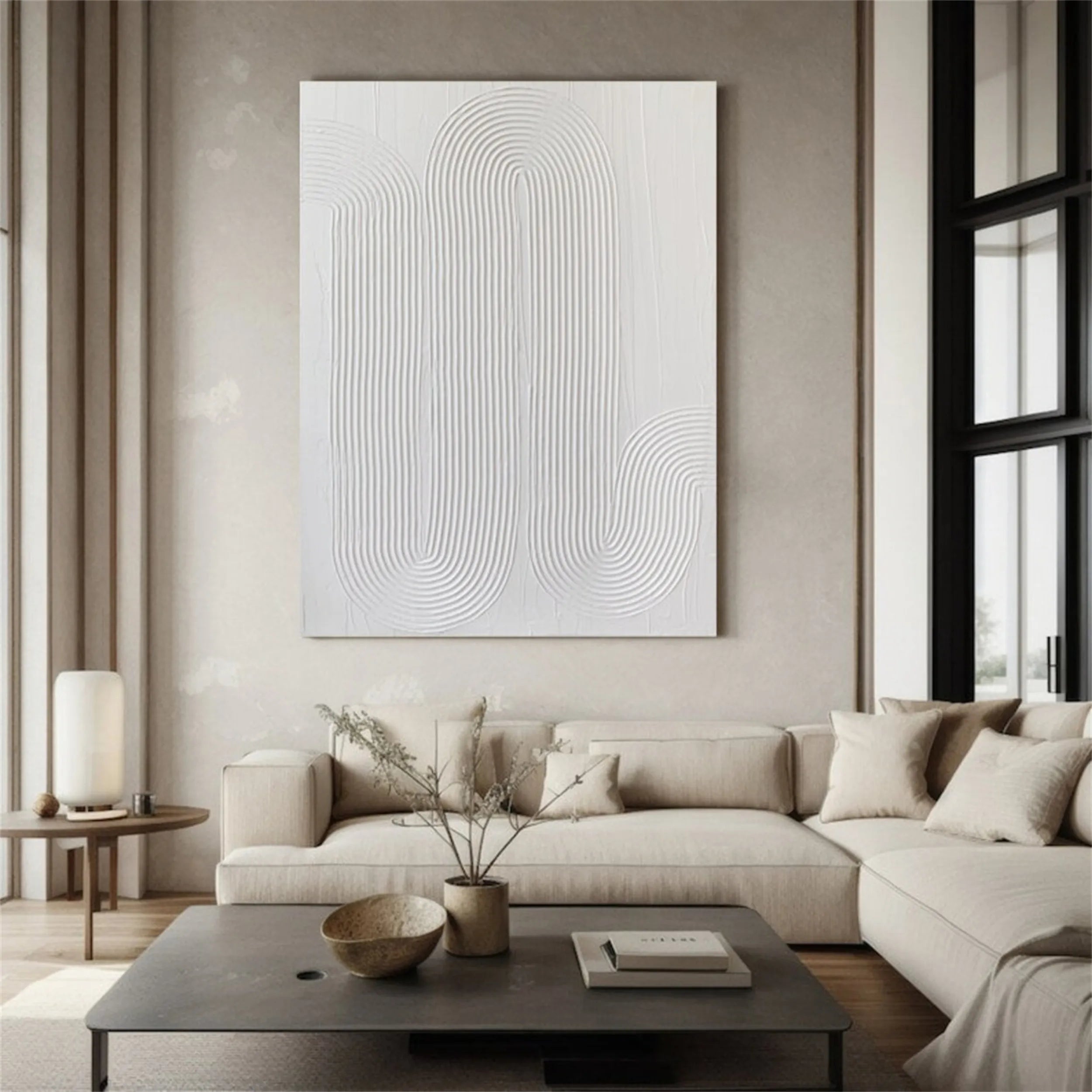 White Minimalist Textured Painting Canvas #MM207