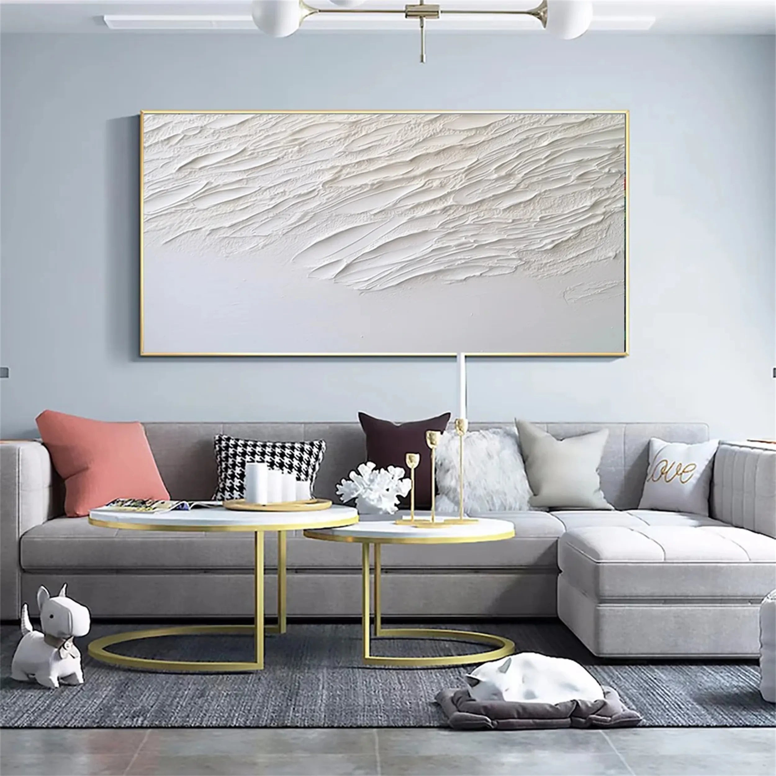 White Minimalist Textured Painting Canvas #MM165