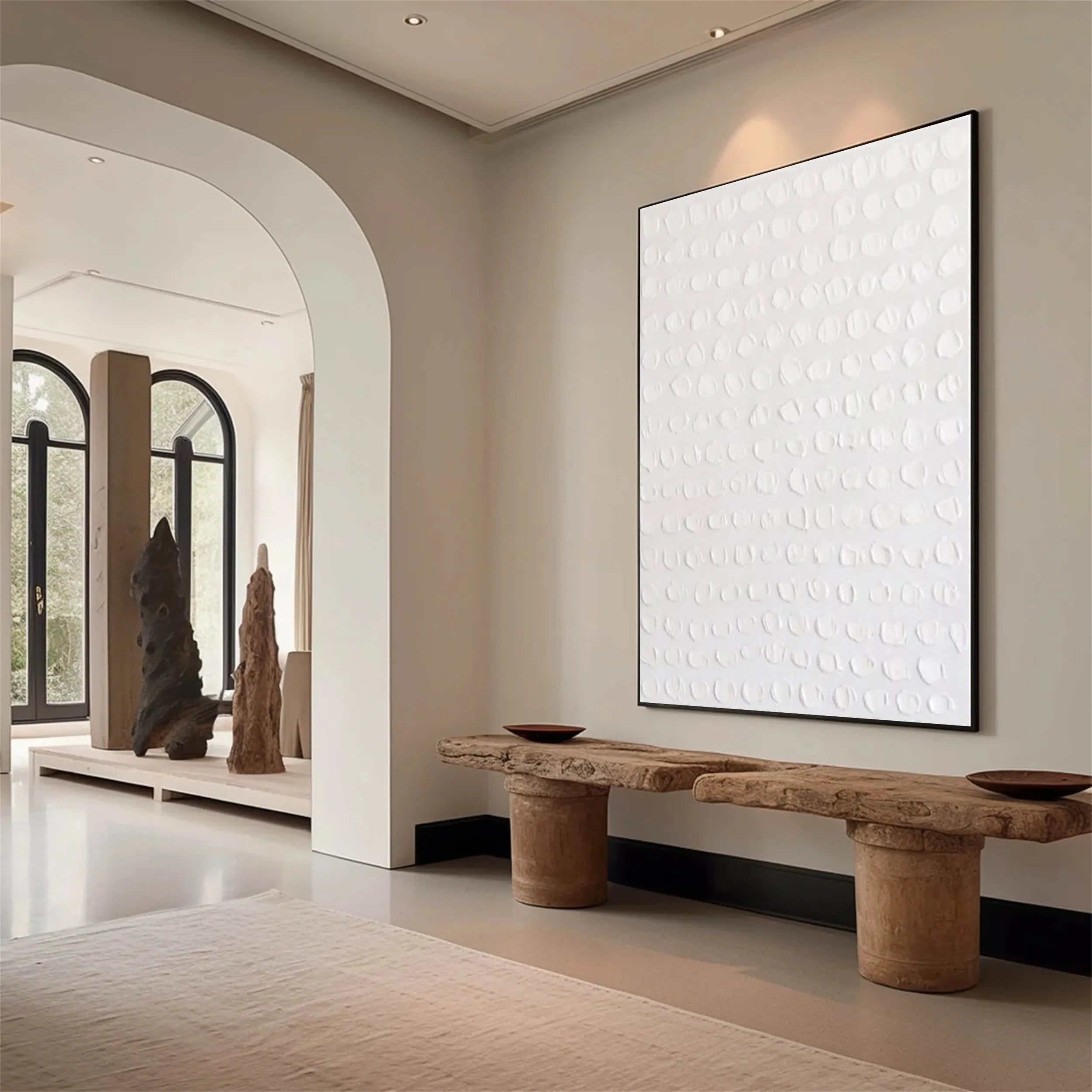 White Minimalist Textured Painting Canvas #MM199