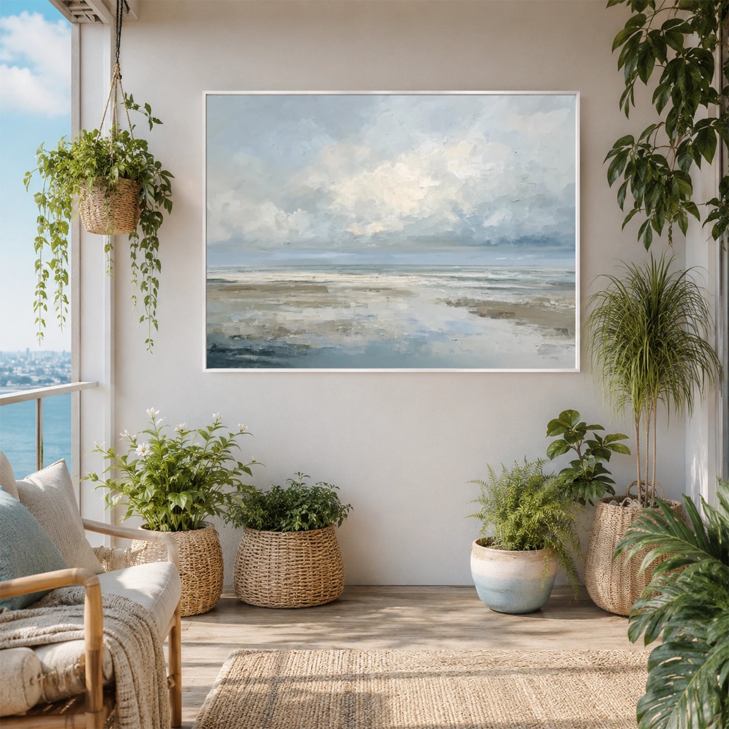Ocean And Sky Abstract Texture Canvas Art #OS443
