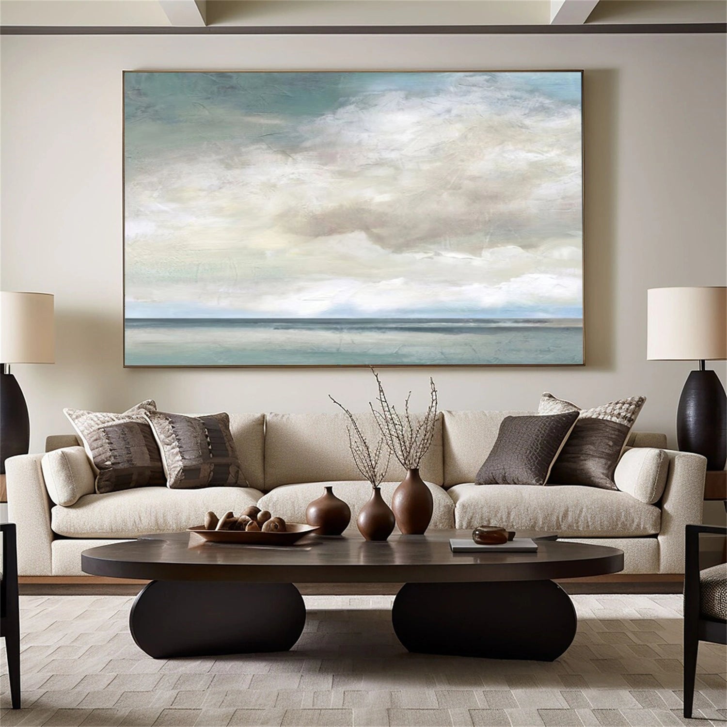 Ocean And Sky Abstract Canvas Art #OS 329