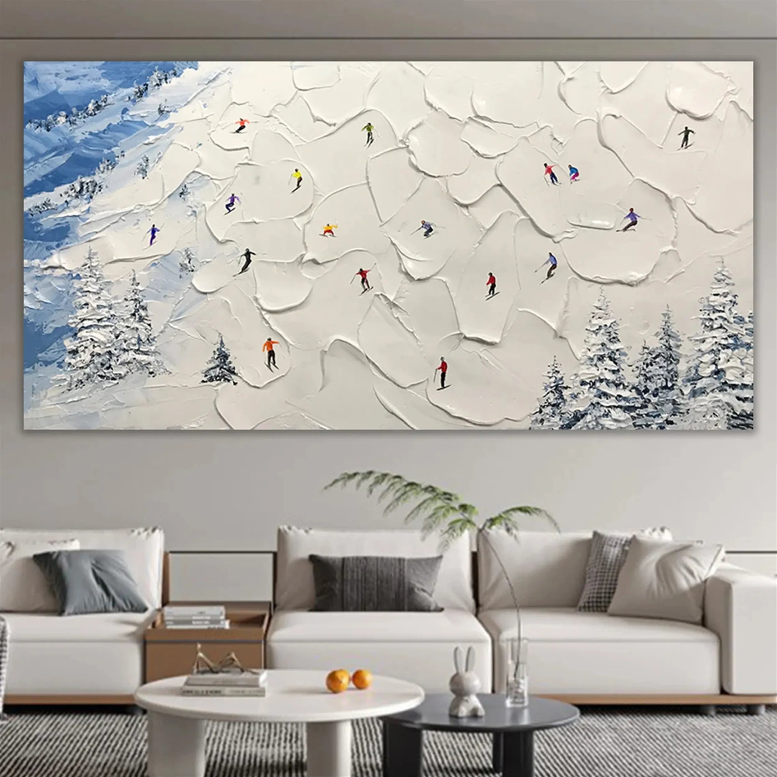 Skiing Sport Art Textured Painting Canvas #MM214