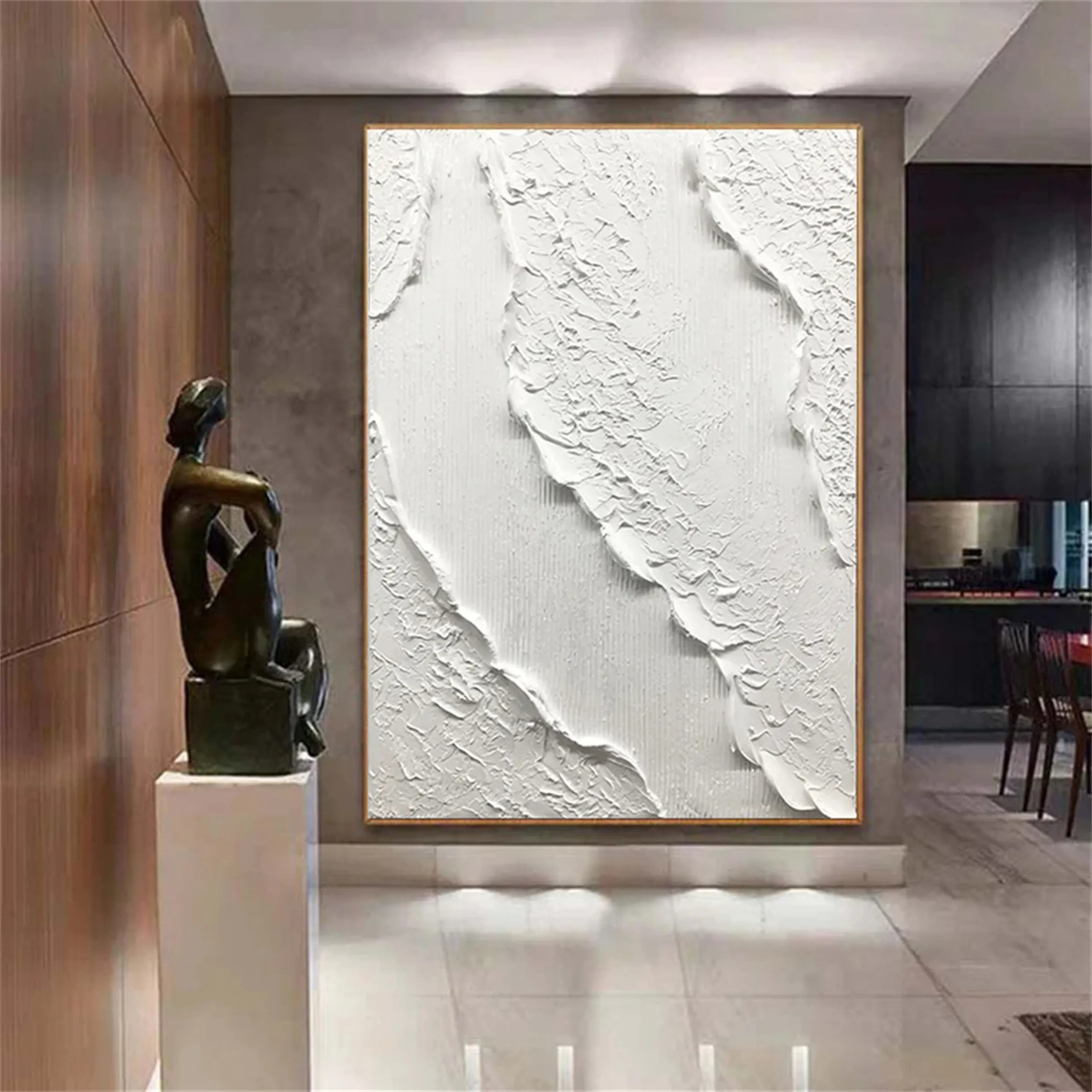 White Minimalist Textured Painting Canvas #MM169