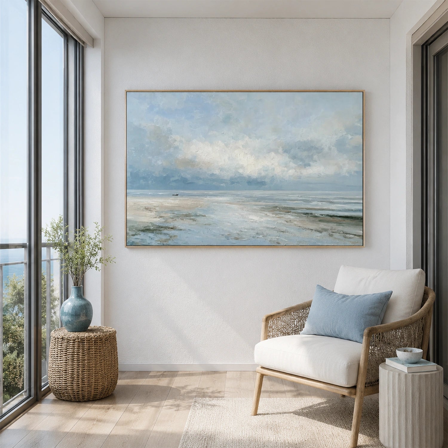 Ocean And Sky Abstract Texture Canvas Art #OS441