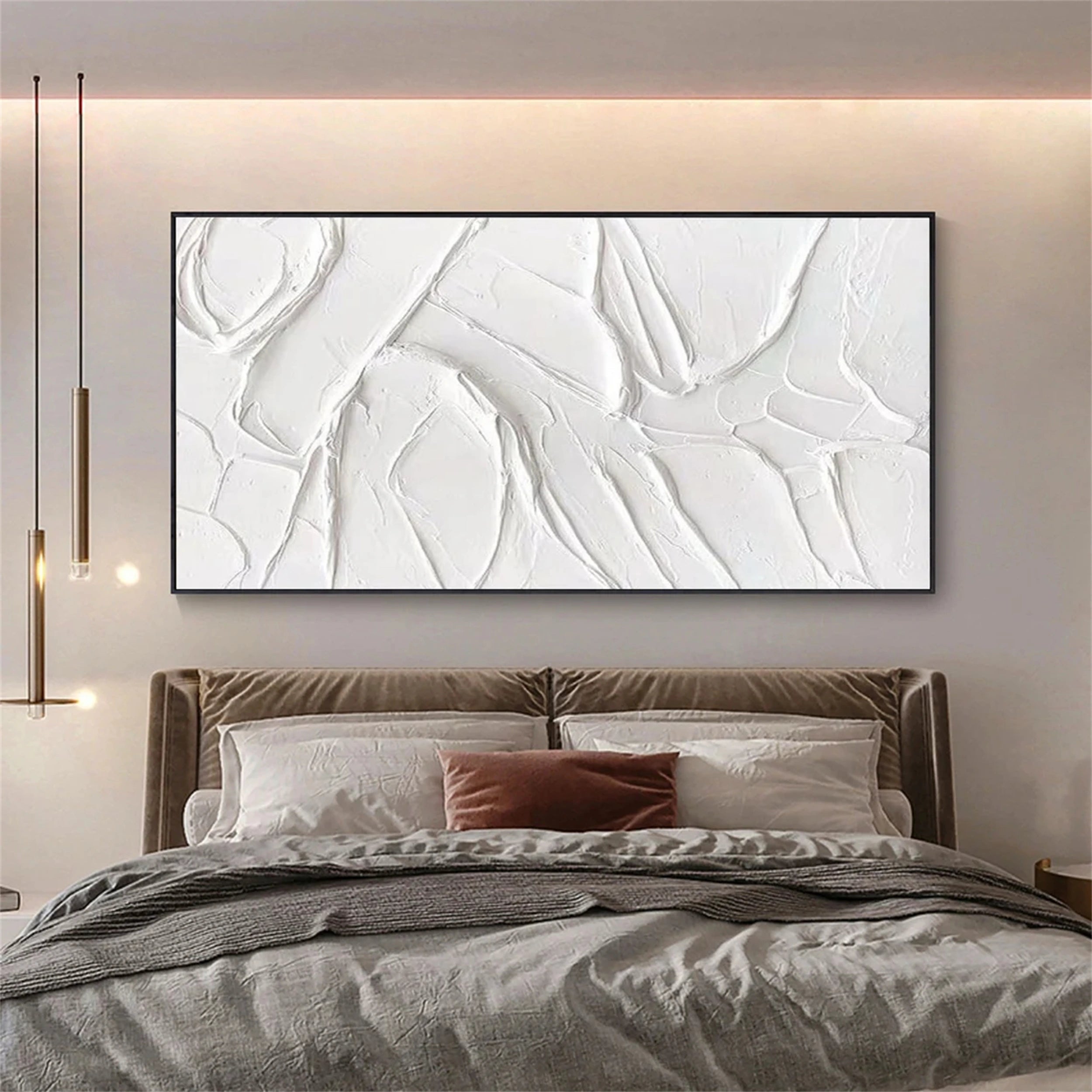 White Minimalist Textured Painting Canvas #MM104