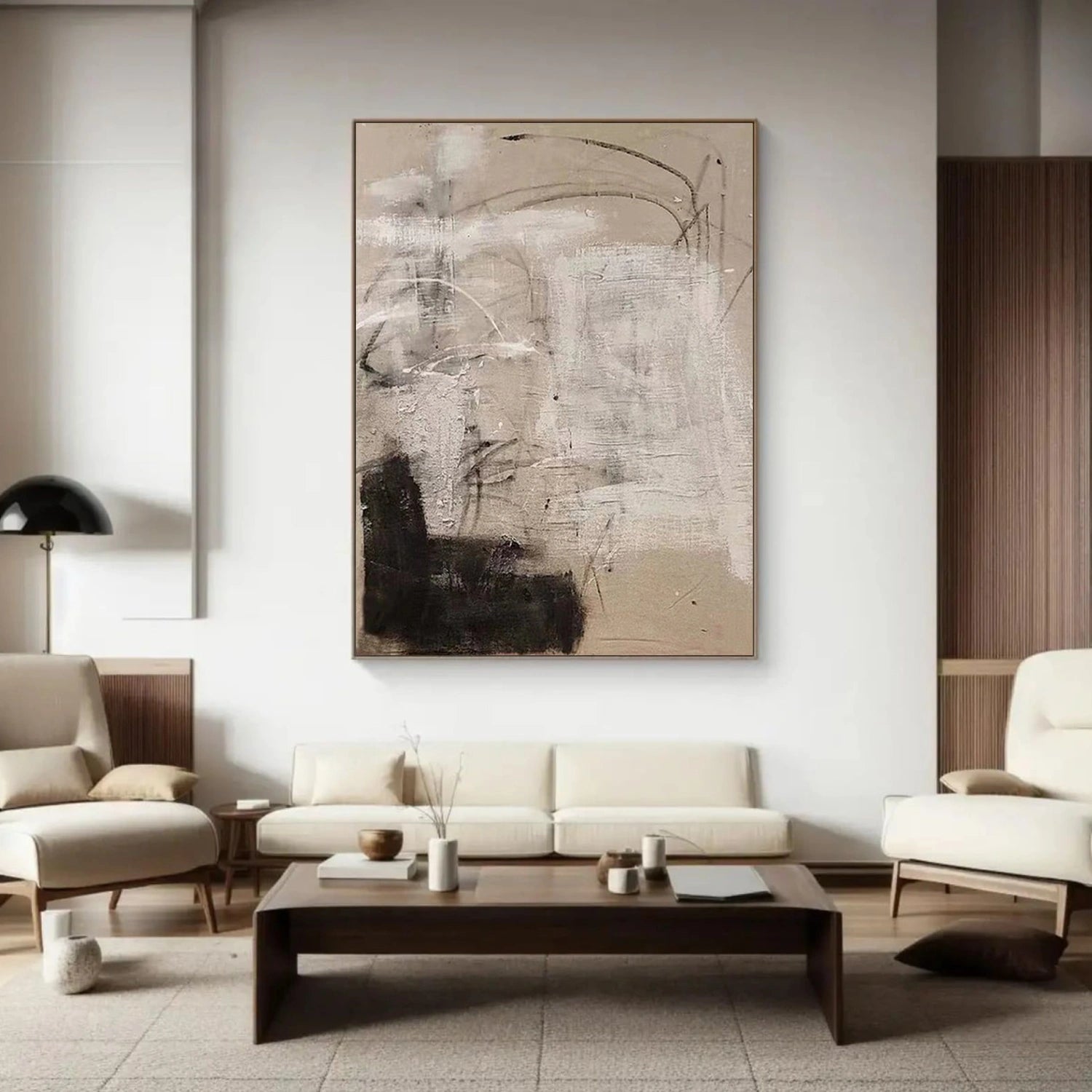 Black & Beige Abstract Wall Art #AB 517