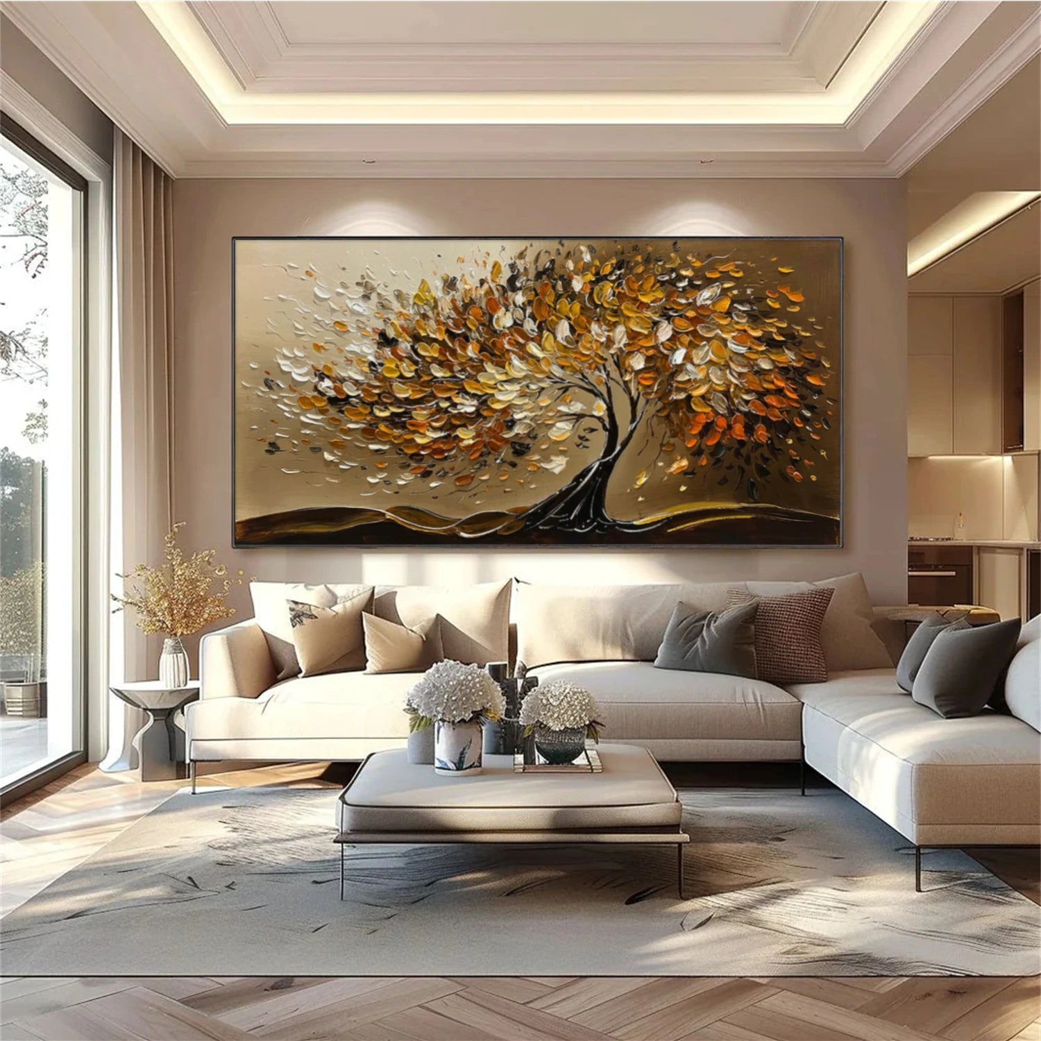 Flower & Tree Abstract Textured Canvas # FT 349