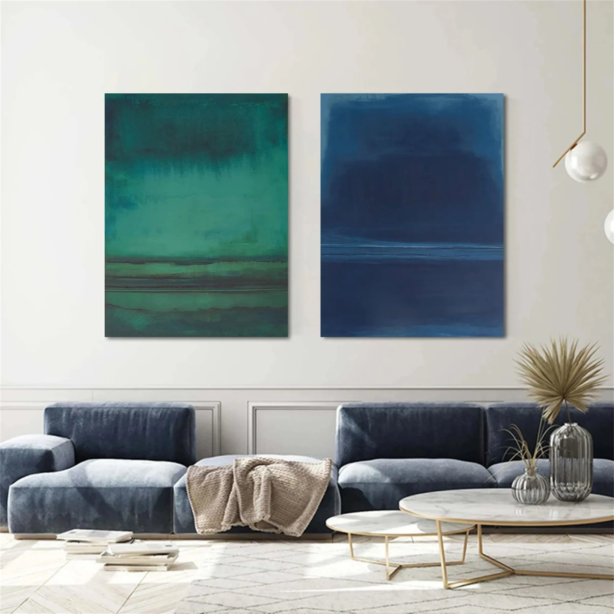 Blue & Green Abstract Set of 2 #BG053