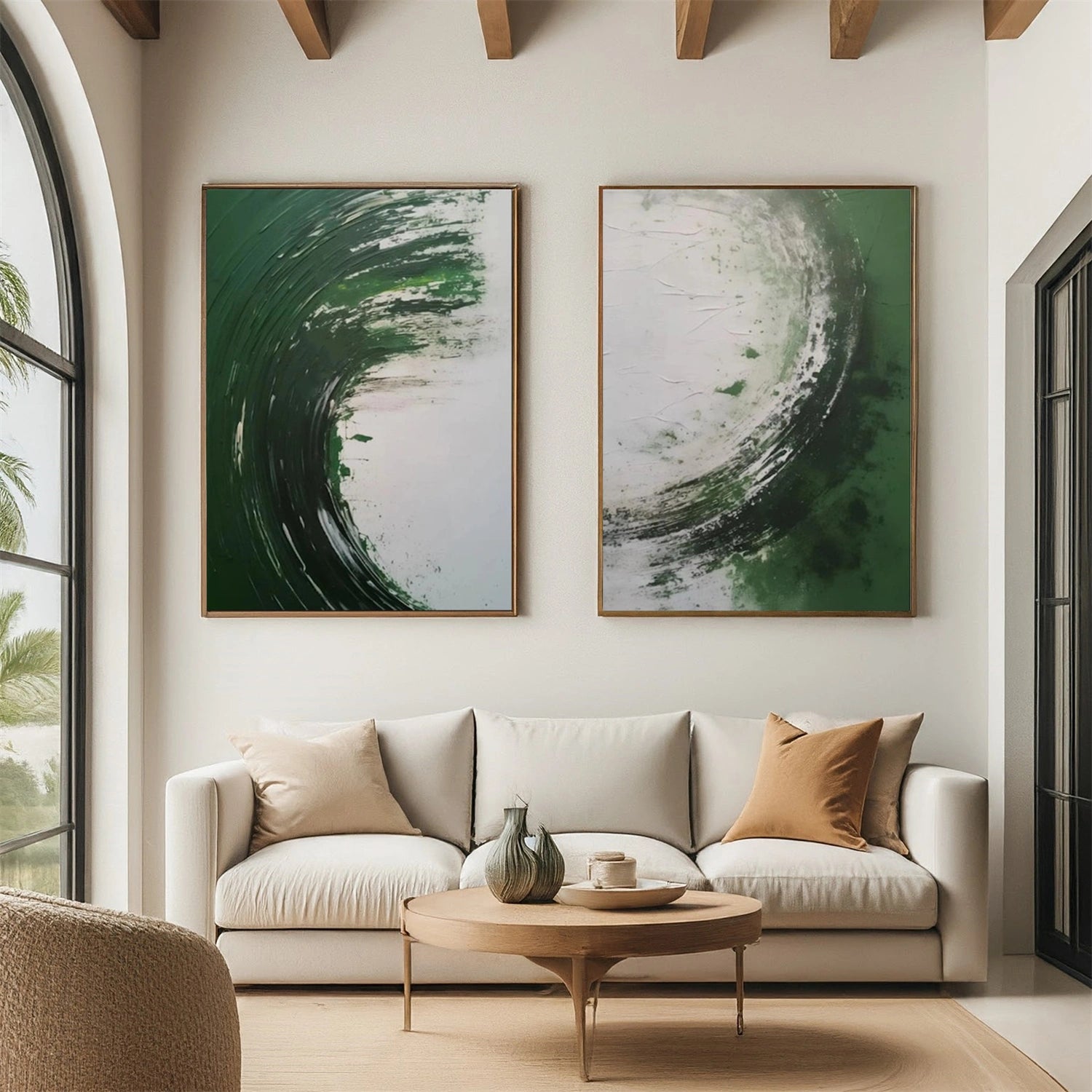 Green Abstract Wall Art Set of 2 # AB644