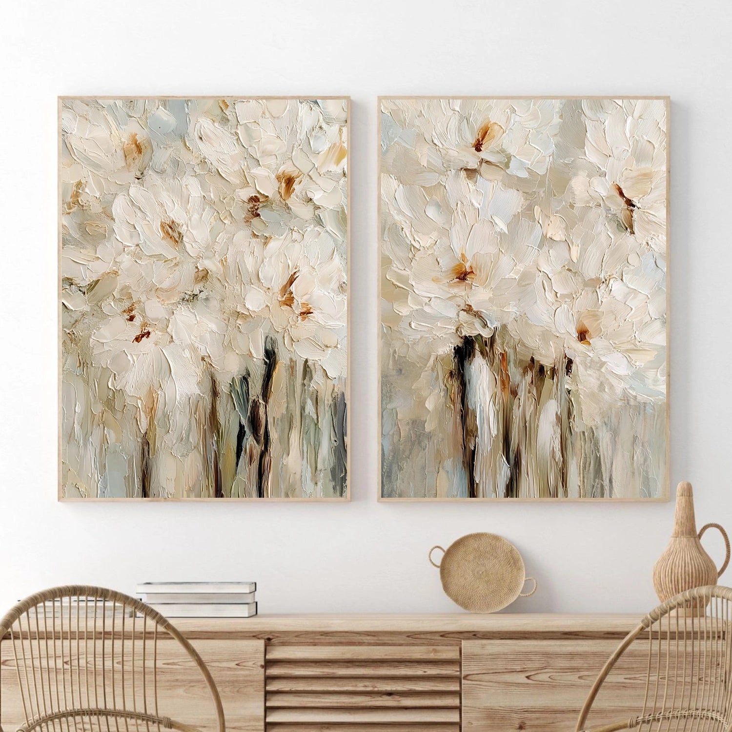 Flower & Tree Abstract Textured Canvas Set of 2 # FT 347
