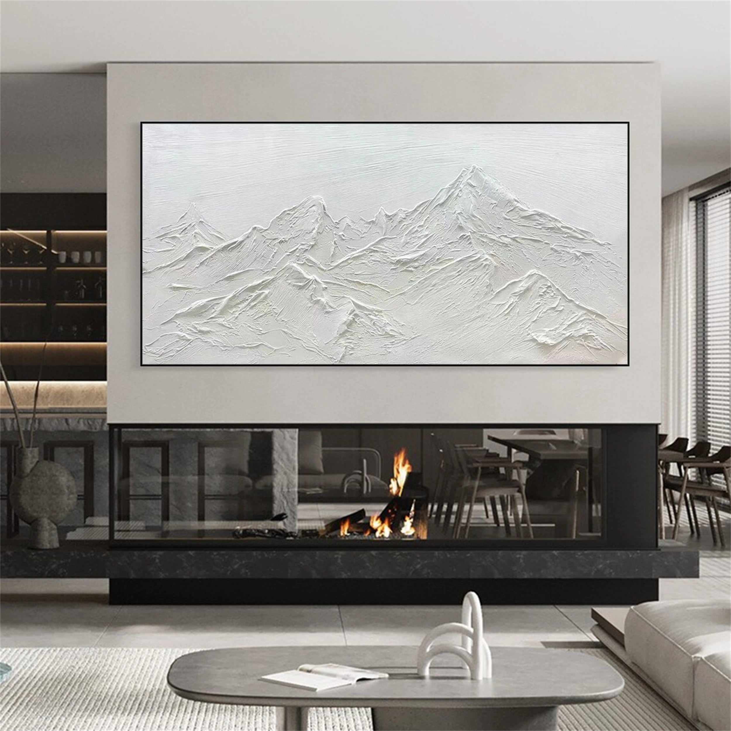 White Minimalist Textured Painting Canvas #MM107