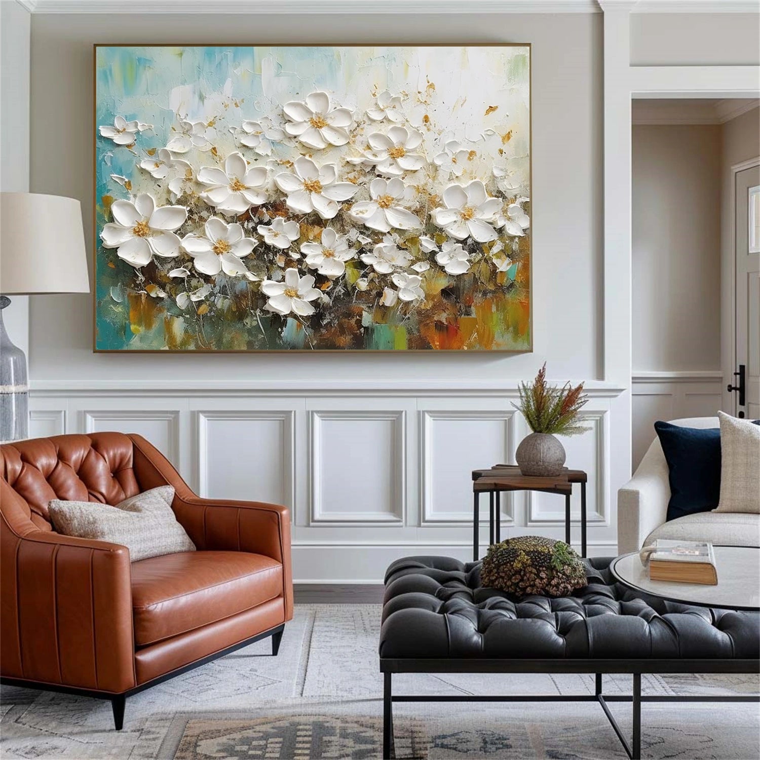 Flower And Tree Abstract Texture Canvas Art #FT 227