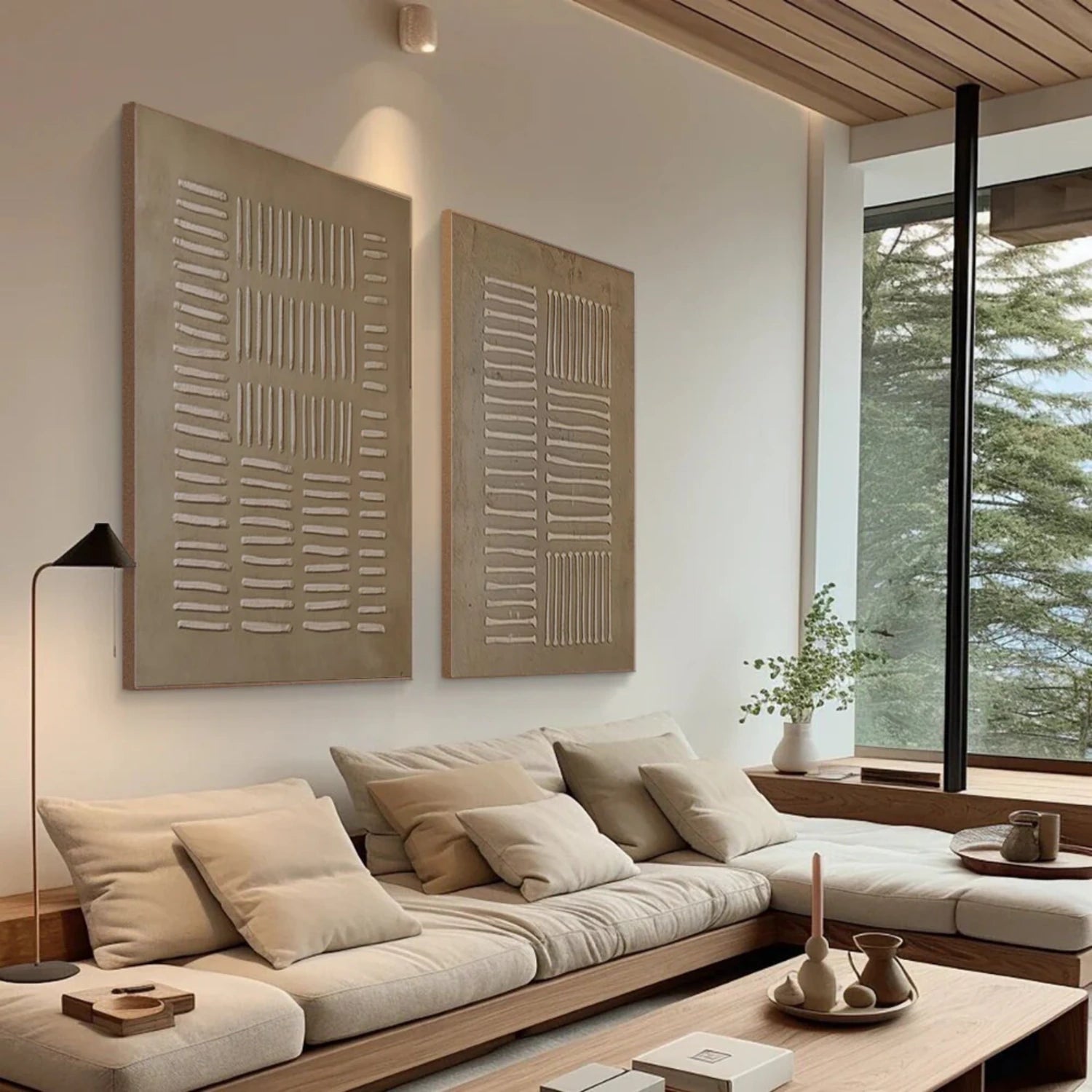 Beige & Brown Abstract Set of 2 #BB153