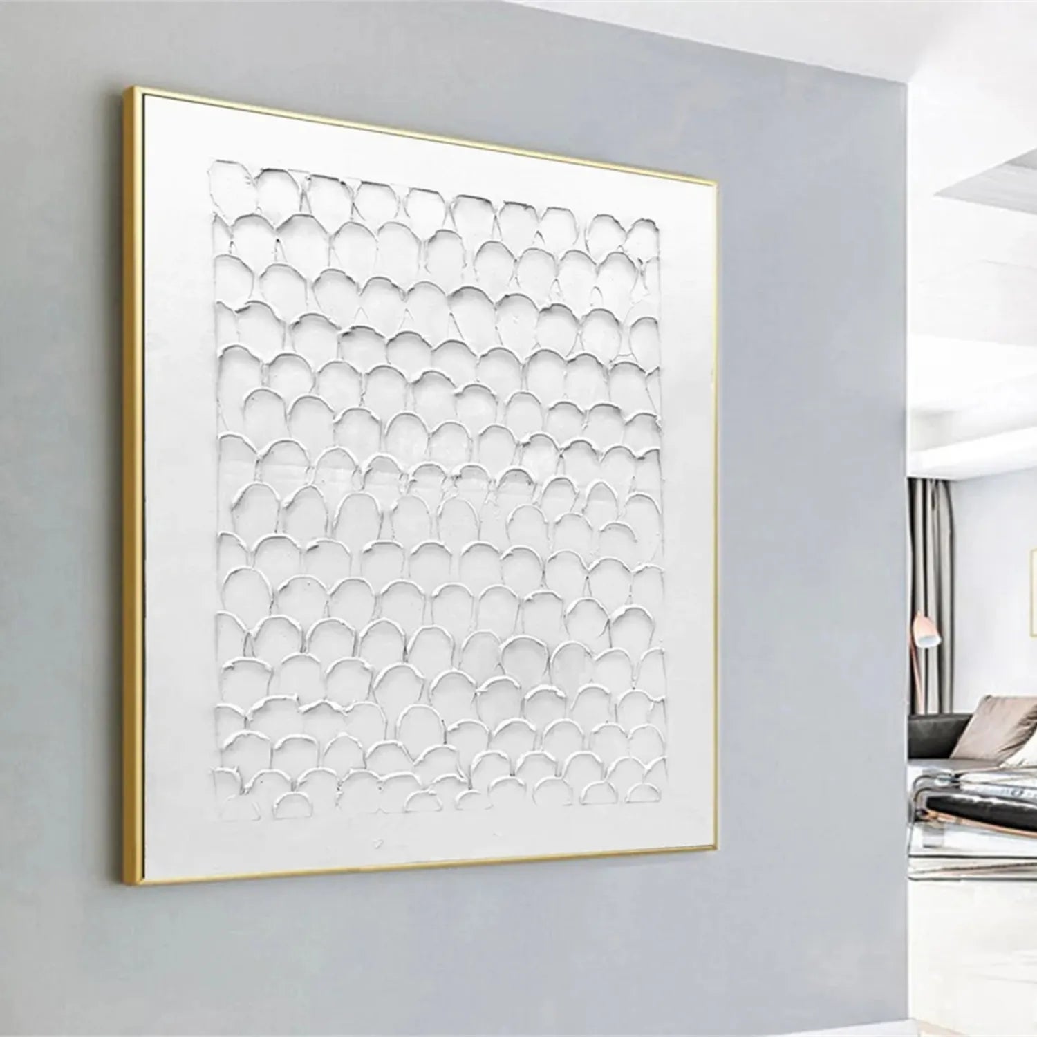 White Minimalist Textured Painting Canvas #MM275