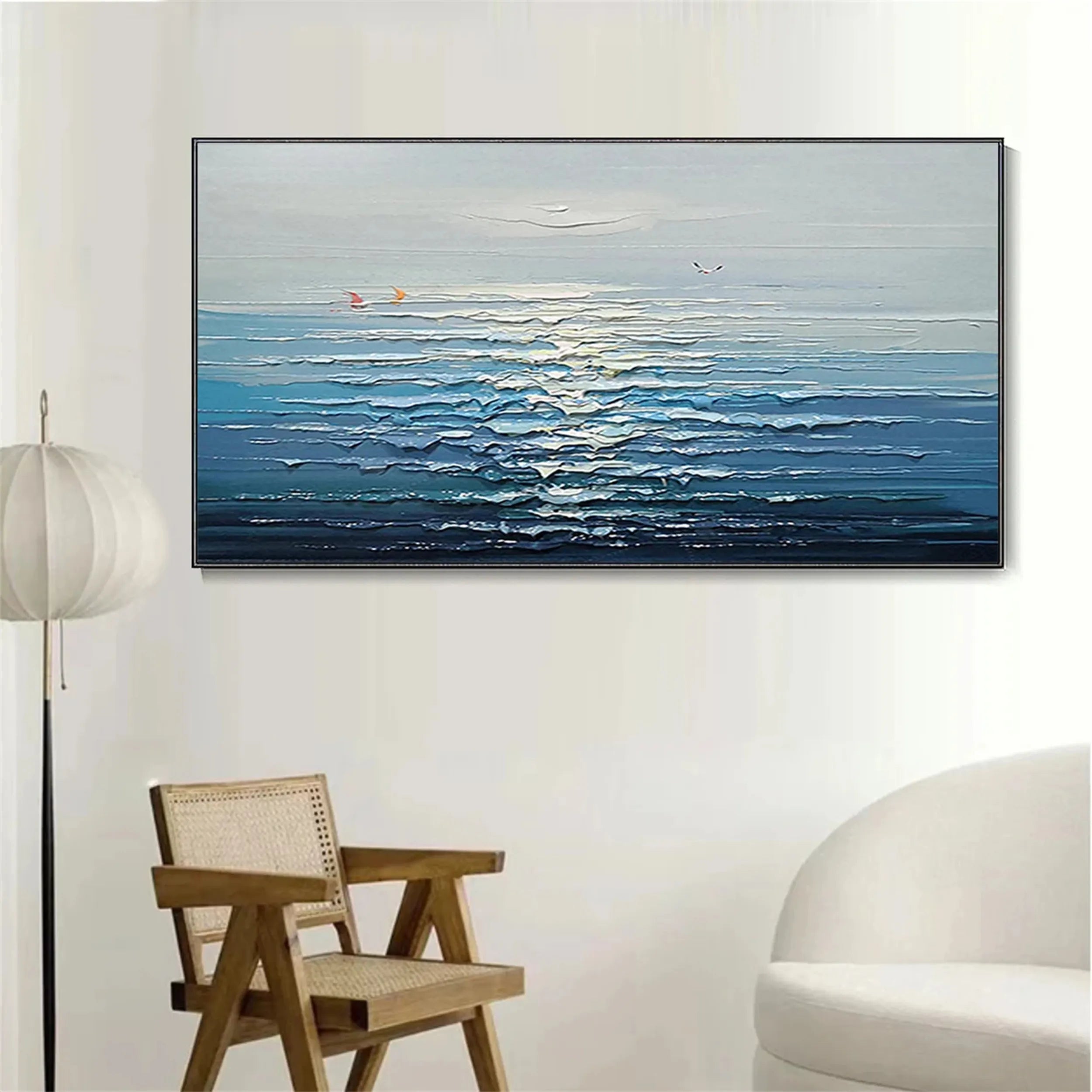 Seascape and Snowy Peak Painting #SP012