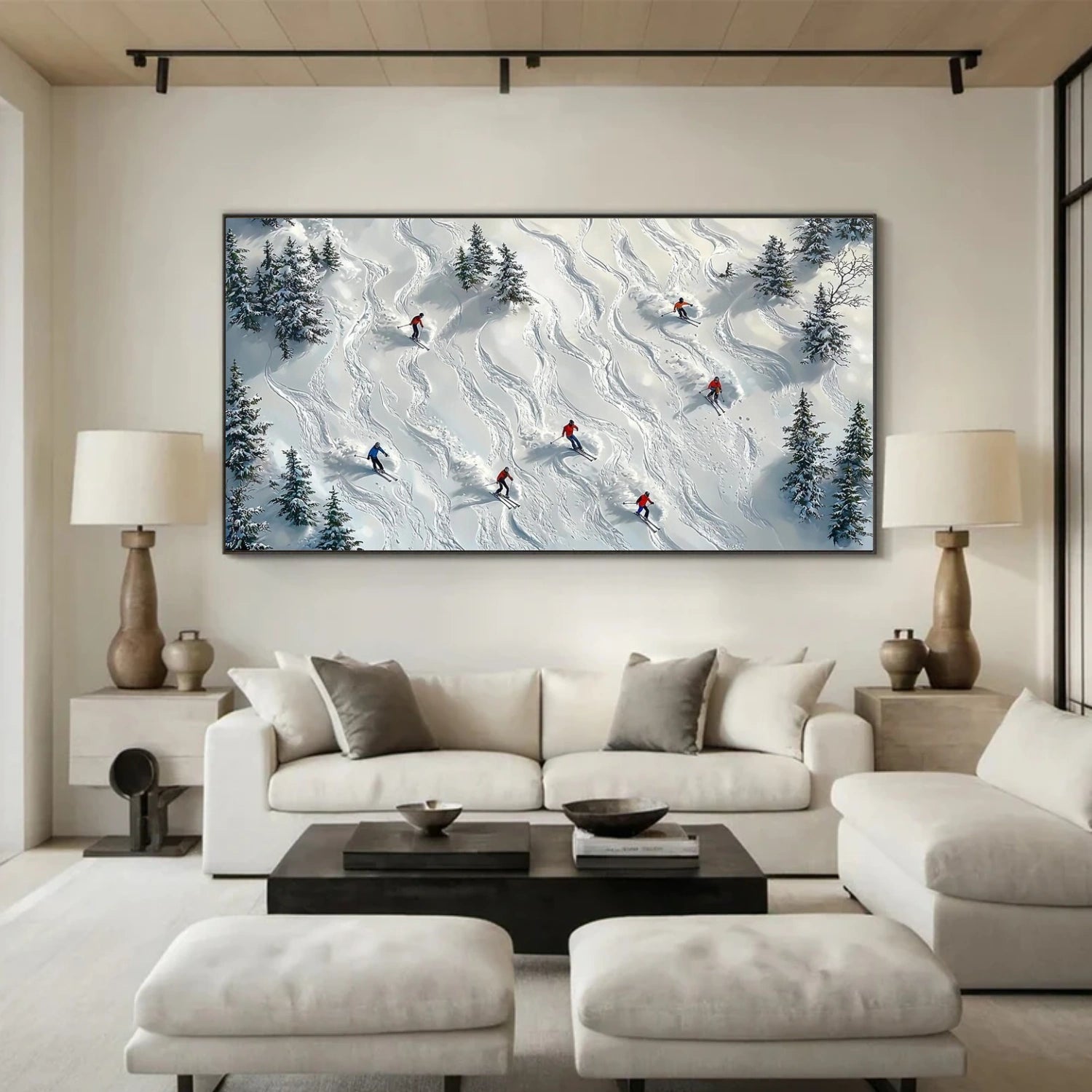 Skiing Sport Art Textured Painting Canvas # SA059