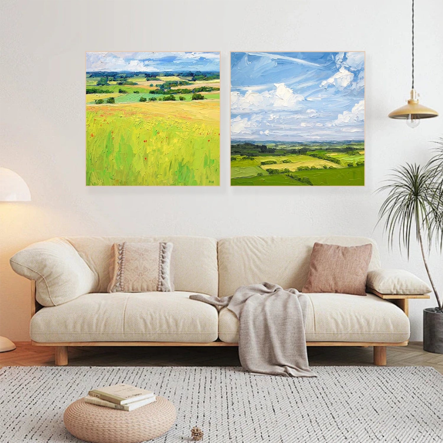 Abstract Urban Squsre Set of 2 Landscape Painting #UL 040