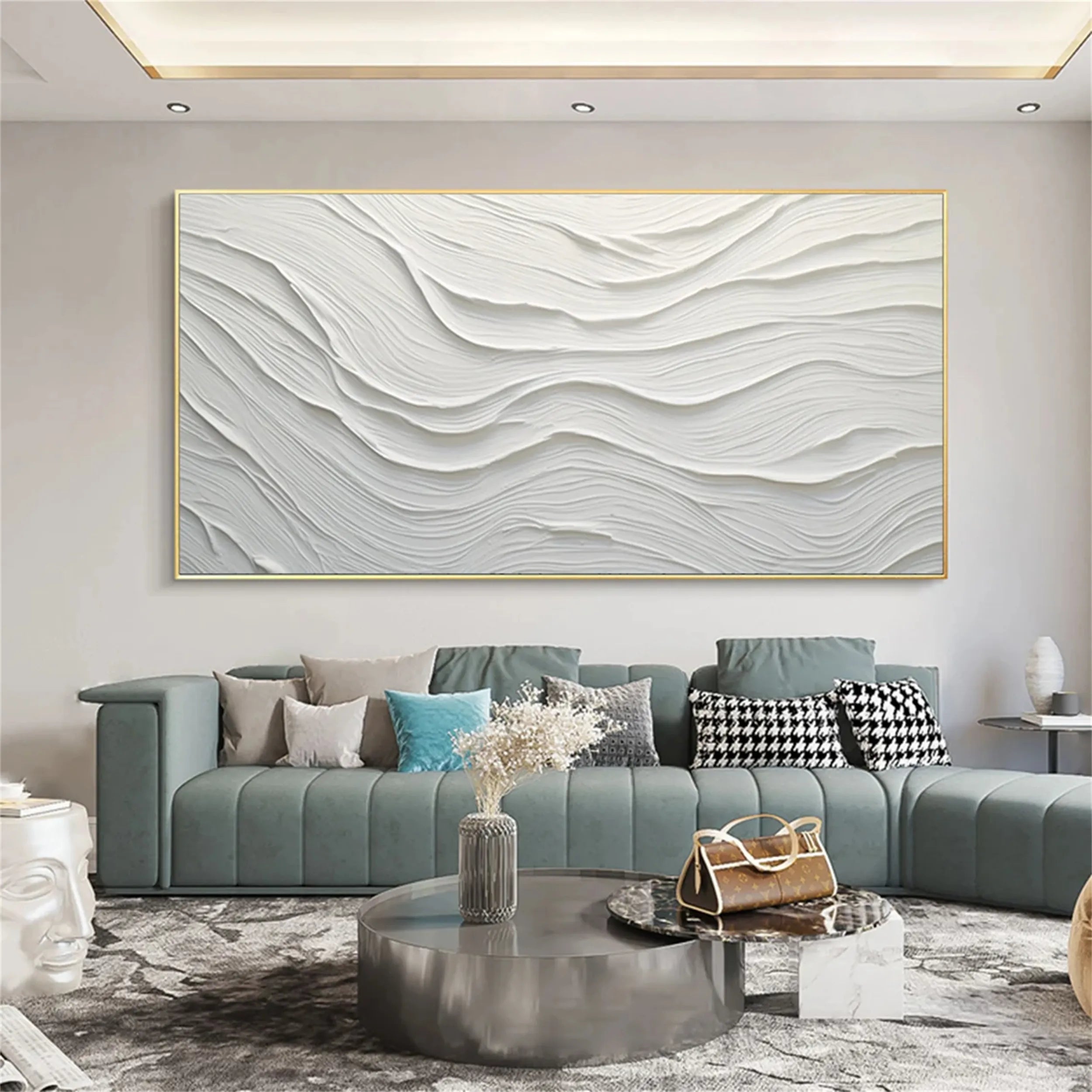 White Minimalist Textured Painting Canvas #MM180