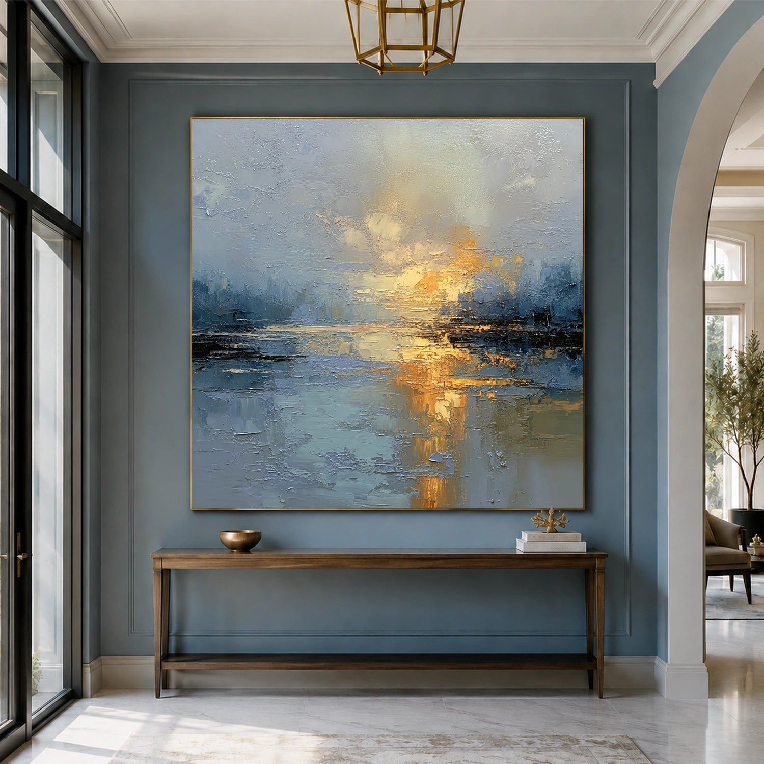 Ocean And Sky Abstract Canvas Art #OS438