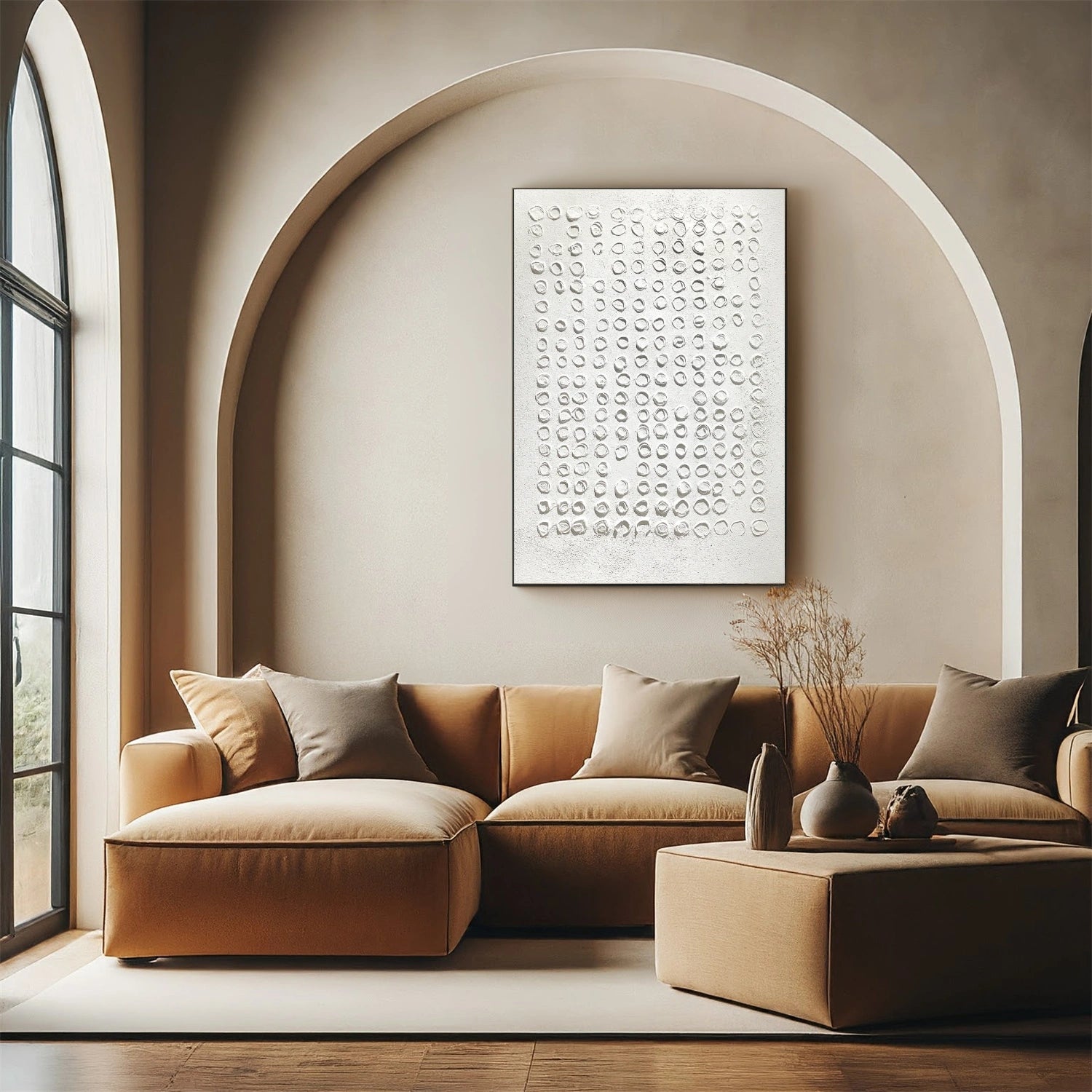 White Plaster Art Minimalist Textured Paintings Canvas #MM317